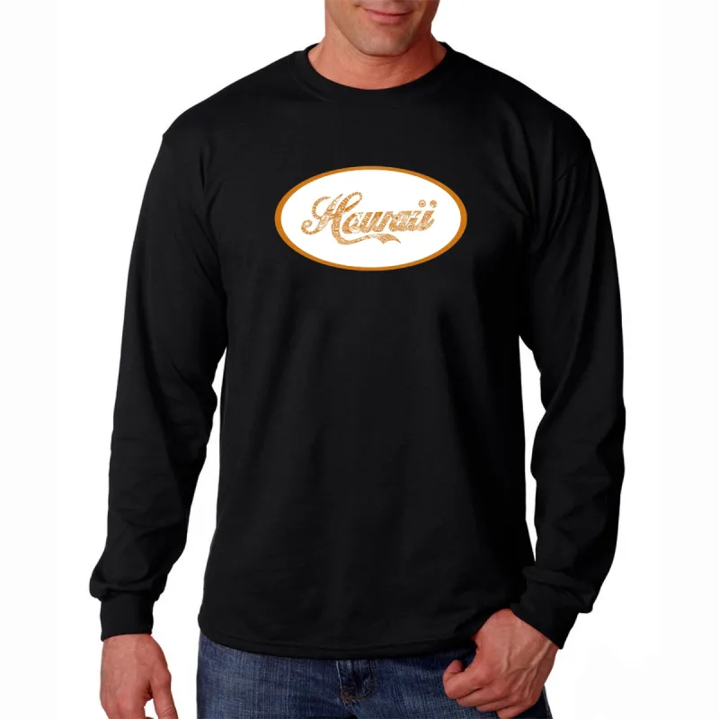 HAWAIIAN ISLAND NAMES & IMAGERY - Men's Word Art Long Sleeve T-Shirt sold by LA Pop Art