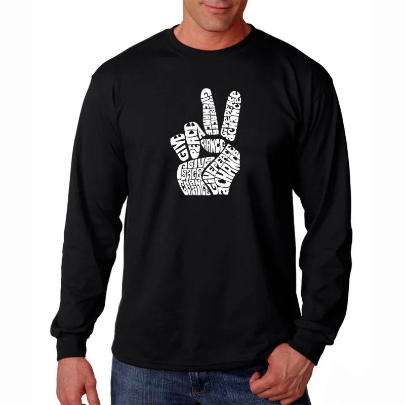 PEACE FINGERS - Men's Word Art Long Sleeve T-Shirt sold by LA Pop Art
