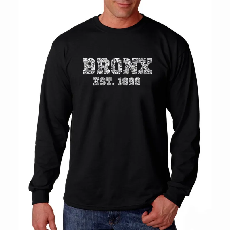 POPULAR NEIGHBORHOODS IN BRONX, NY - Men's Word Art Long Sleeve T-Shirt sold by LA Pop Art