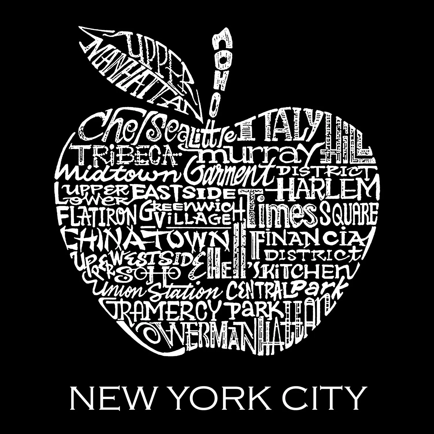 Neighborhoods in NYC - Men's Word Art Hooded Sweatshirt sold by LA Pop Art product image thumbnail 2