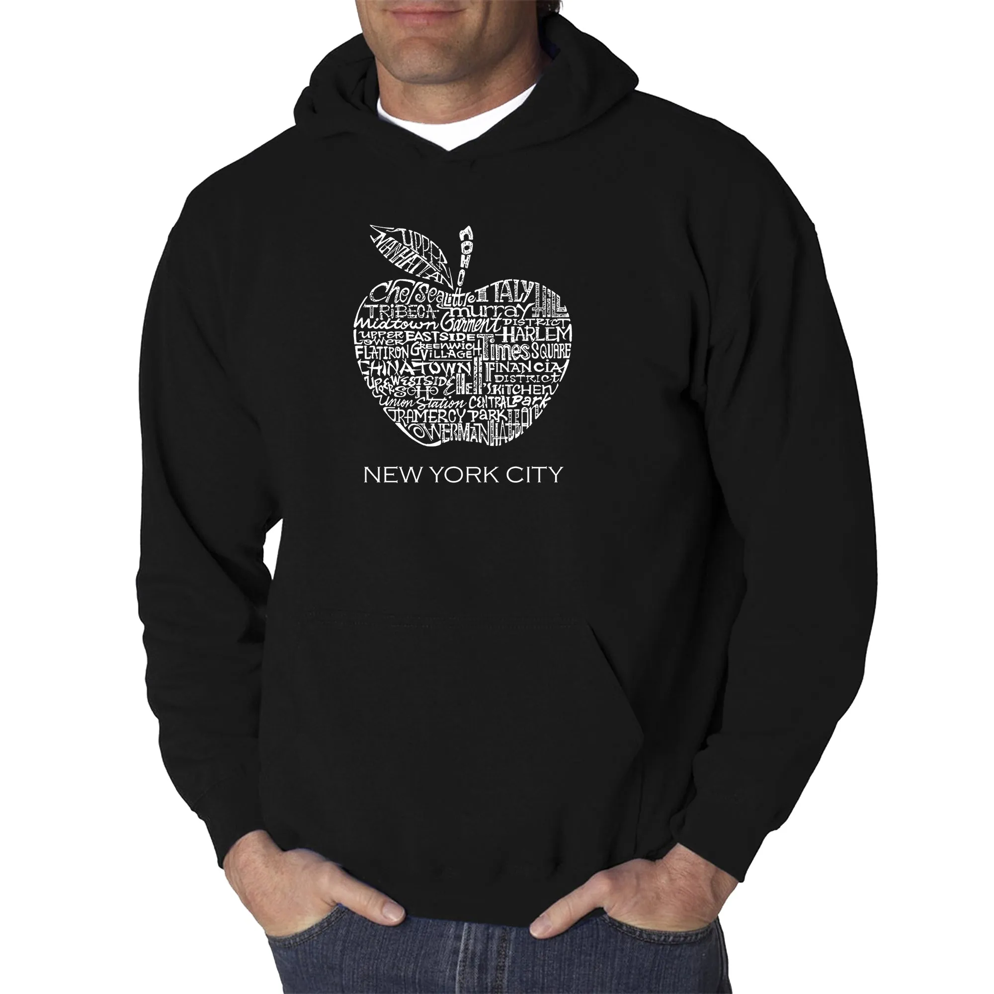 Neighborhoods in NYC - Men's Word Art Hooded Sweatshirt sold by LA Pop Art