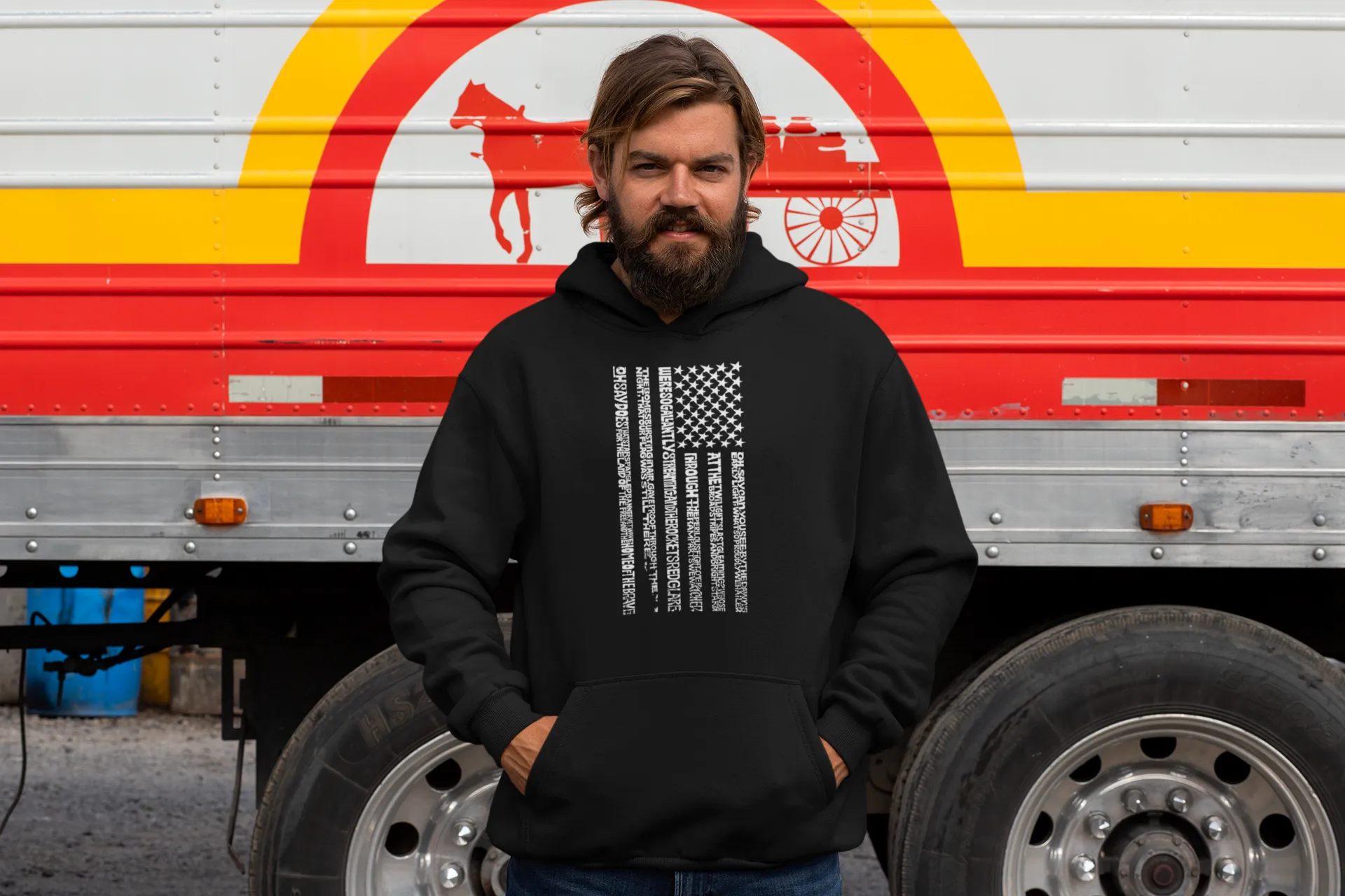 National Anthem Flag - Men's Word Art Hooded Sweatshirt sold by LA Pop Art product image thumbnail 5