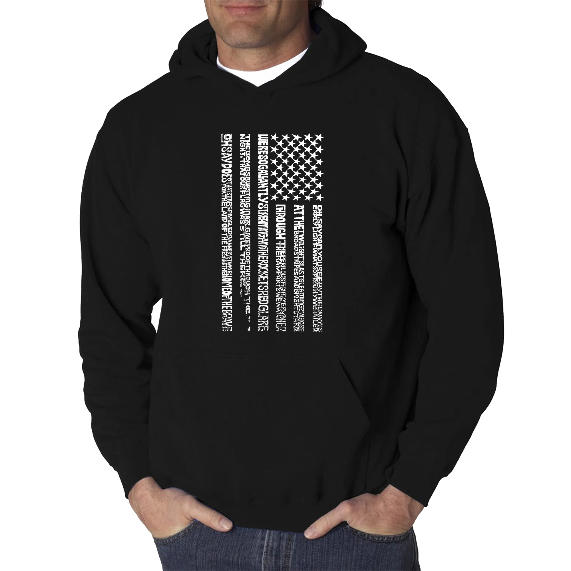 National Anthem Flag - Men's Word Art Hooded Sweatshirt sold by LA Pop Art