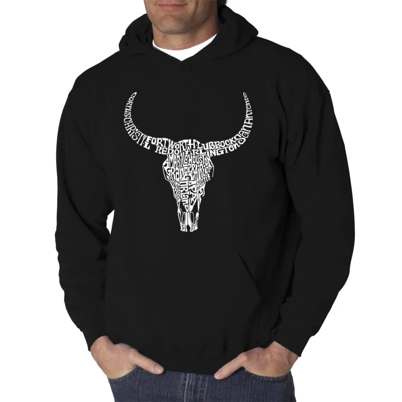 Texas Skull - Men's Word Art Hooded Sweatshirt sold by LA Pop Art