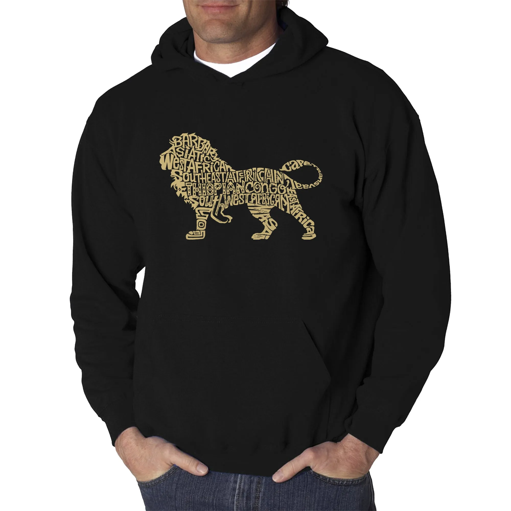 Lion - Men's Word Art Hooded Sweatshirt sold by LA Pop Art product image thumbnail 3