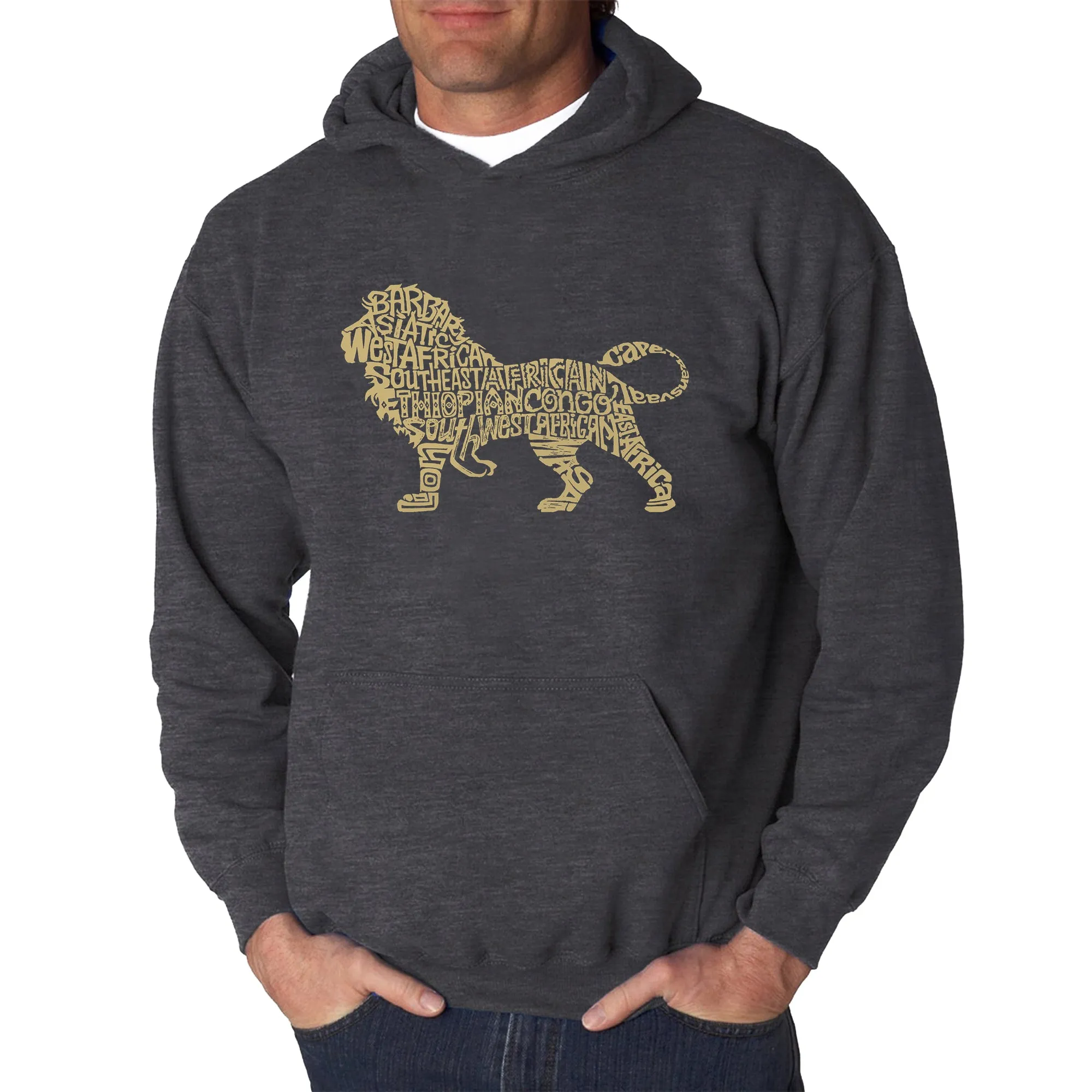 Lion - Men's Word Art Hooded Sweatshirt sold by LA Pop Art product image thumbnail 4