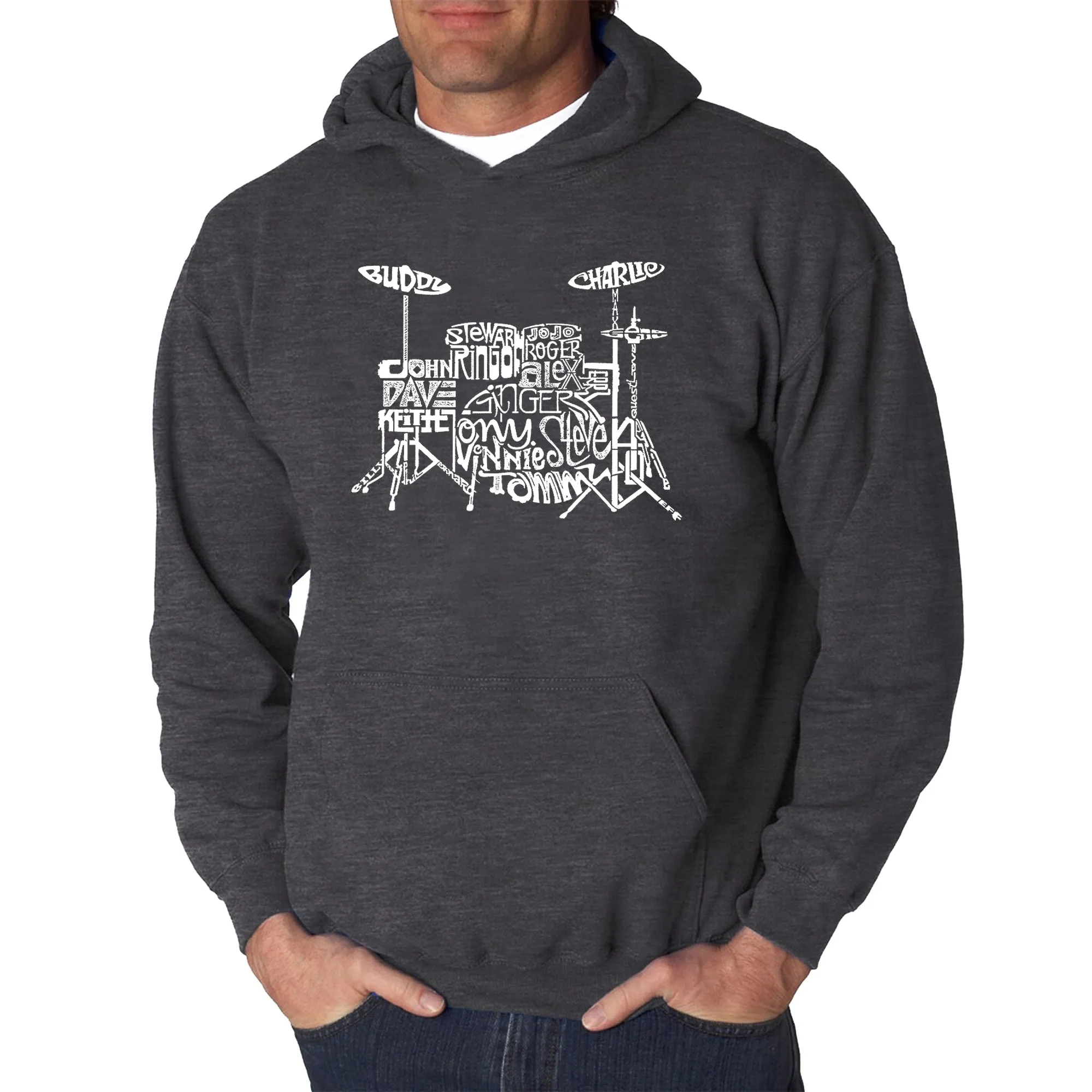 Drums - Men's Word Art Hooded Sweatshirt sold by LA Pop Art product image thumbnail 4