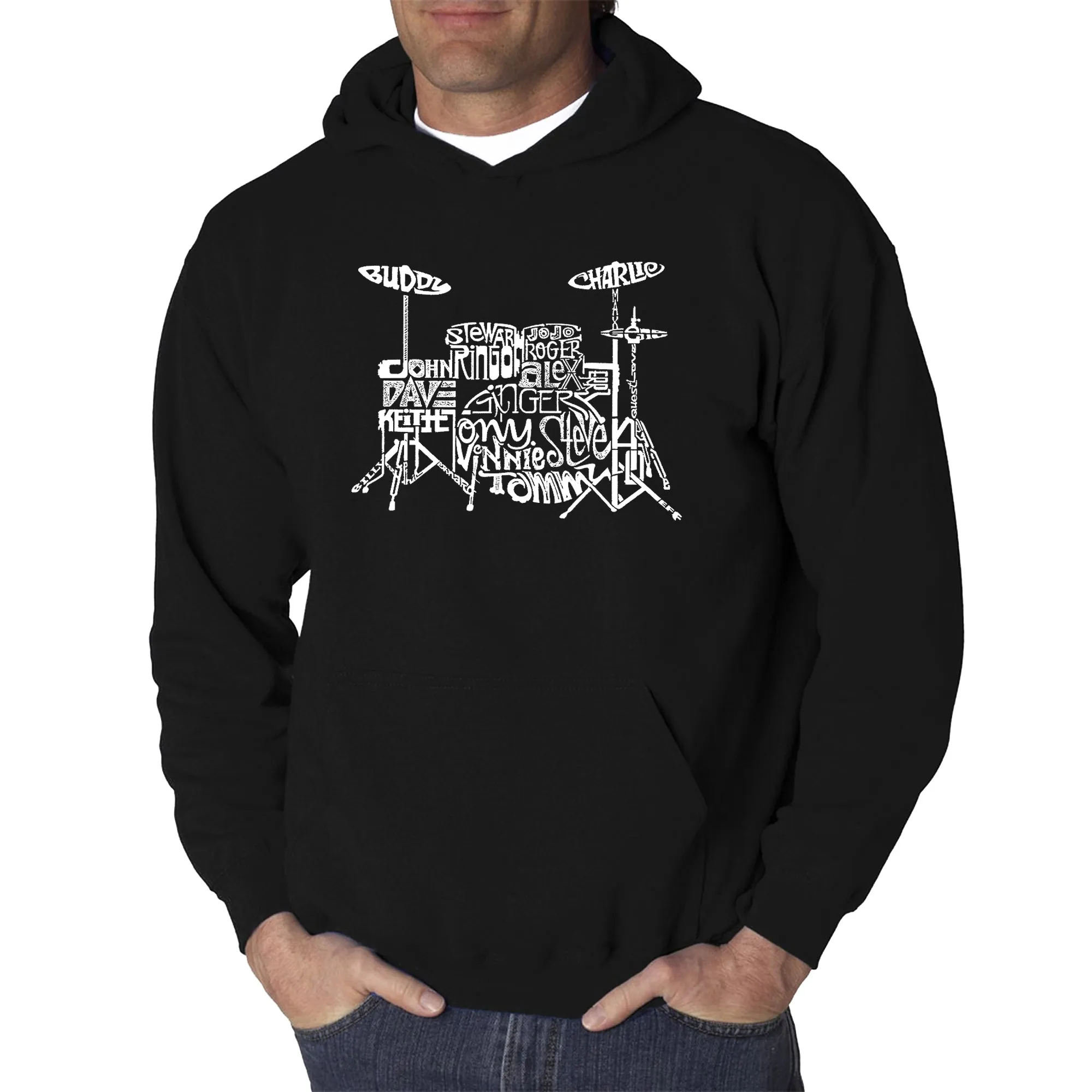Drums - Men's Word Art Hooded Sweatshirt sold by LA Pop Art product image thumbnail 3