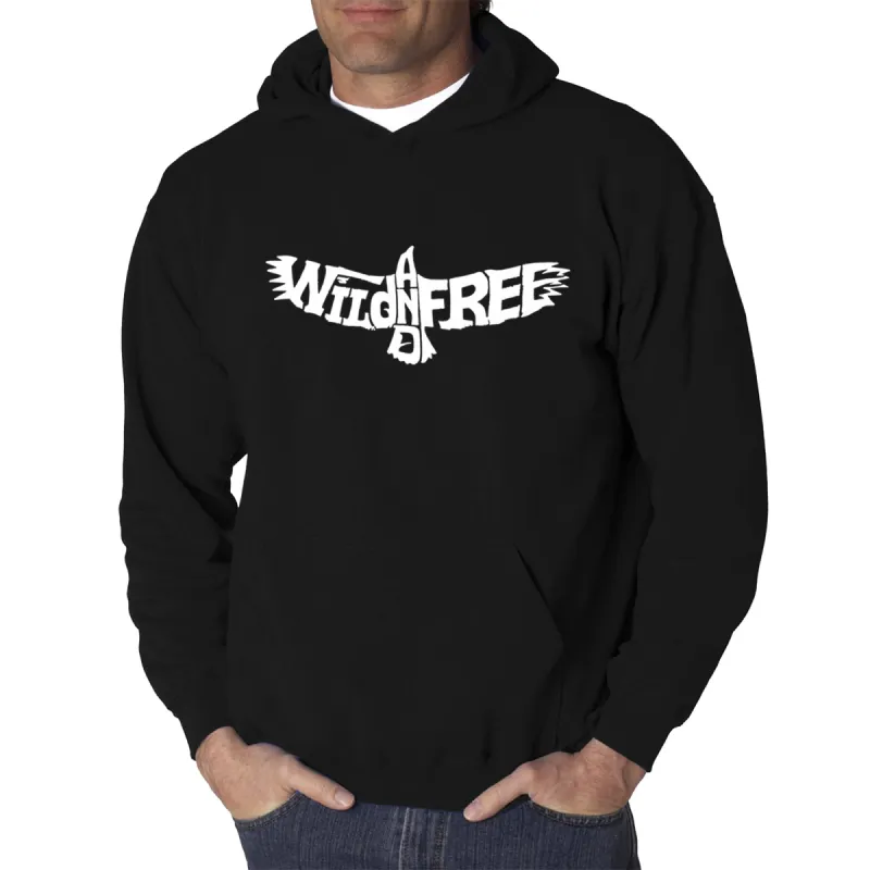Wild and Free Eagle - Men's Word Art Hooded Sweatshirt sold by LA Pop Art
