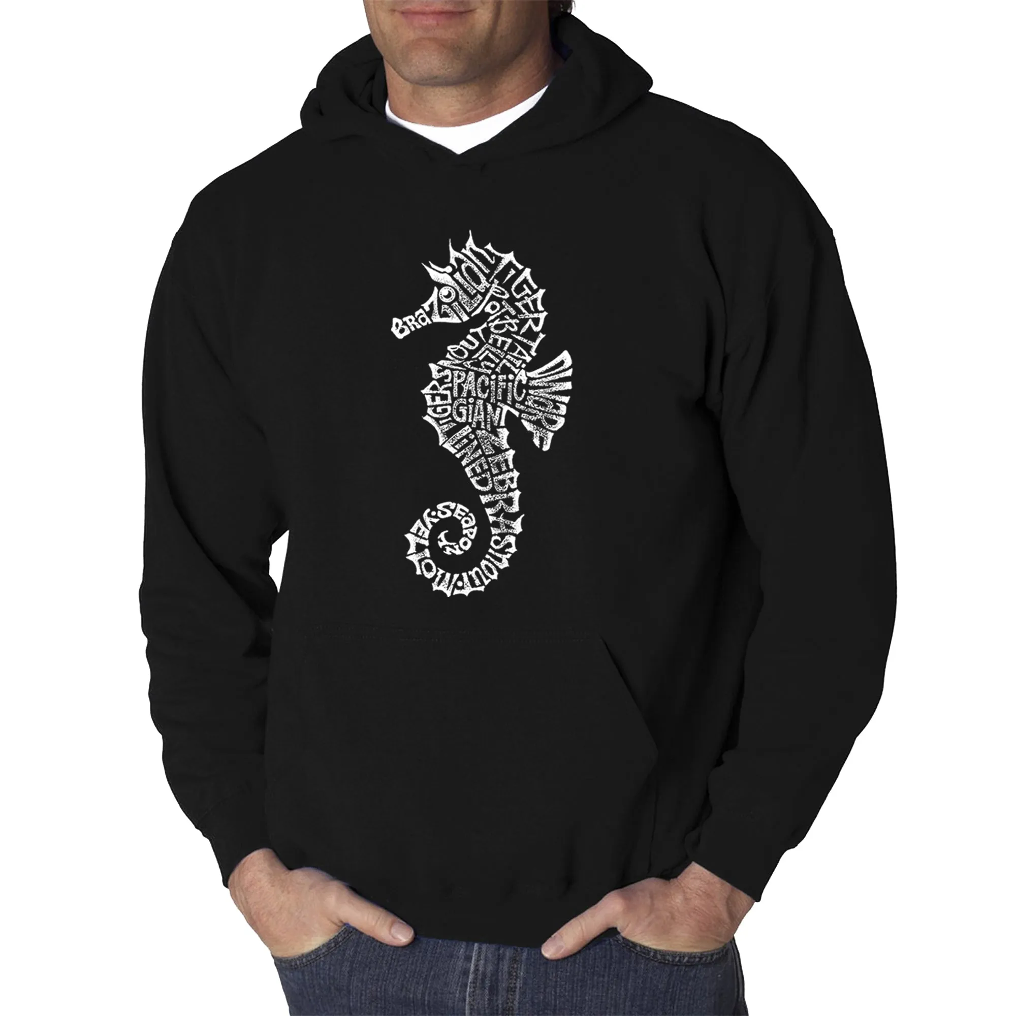 Types of Seahorse - Men's Word Art Hooded Sweatshirt sold by LA Pop Art