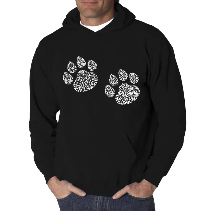 Meow Cat Prints - Men's Word Art Hooded Sweatshirt sold by LA Pop Art