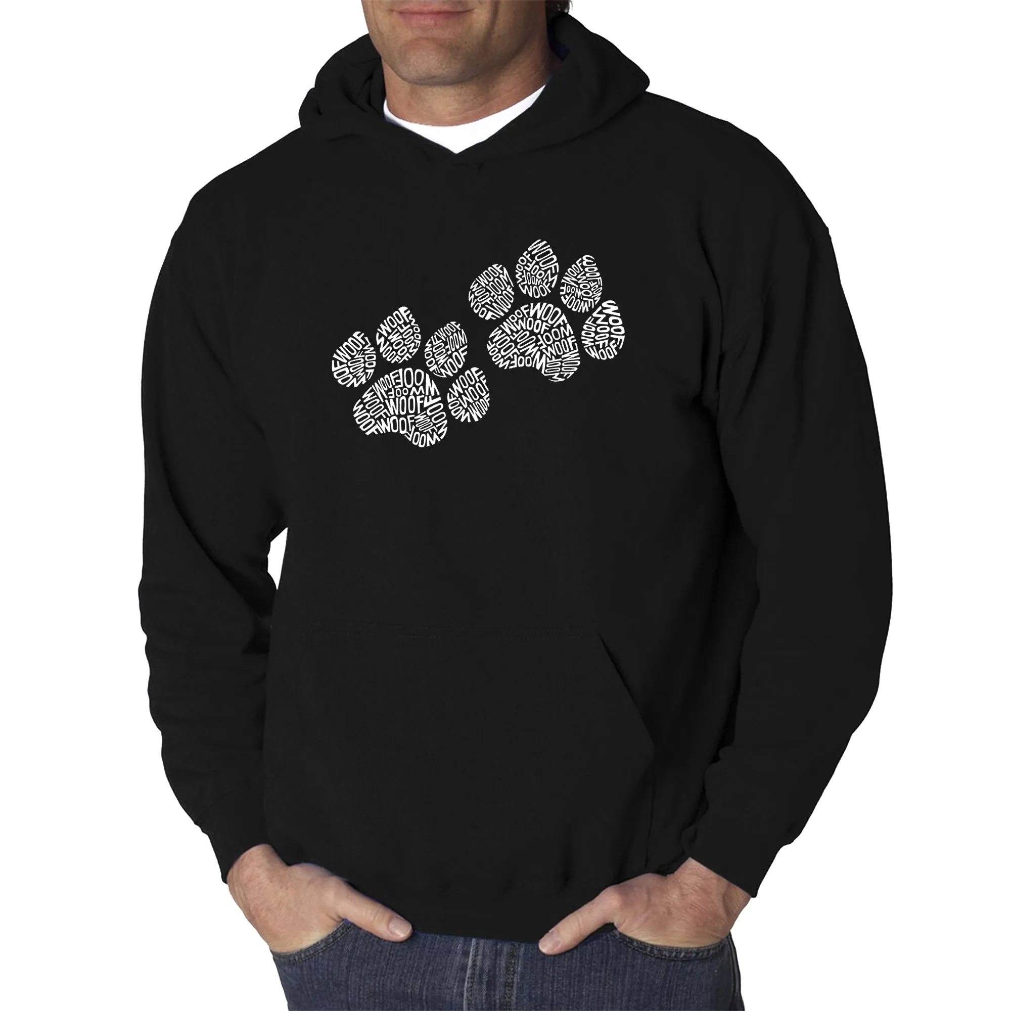 Woof Paw Prints - Men's Word Art Hooded Sweatshirt sold by LA Pop Art