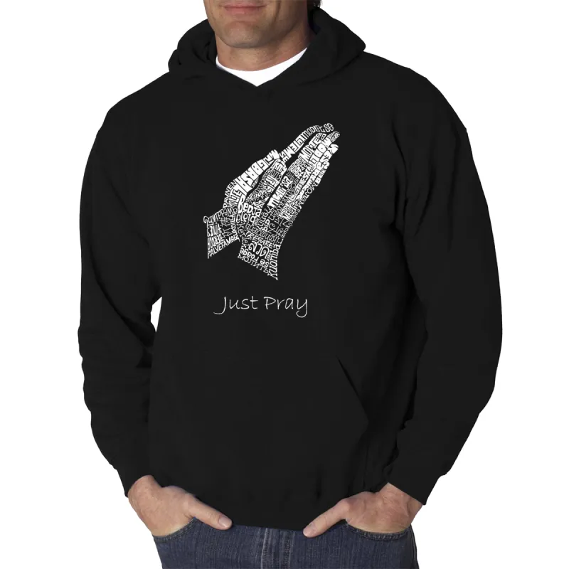 Prayer Hands - Men's Word Art Hooded Sweatshirt sold by LA Pop Art