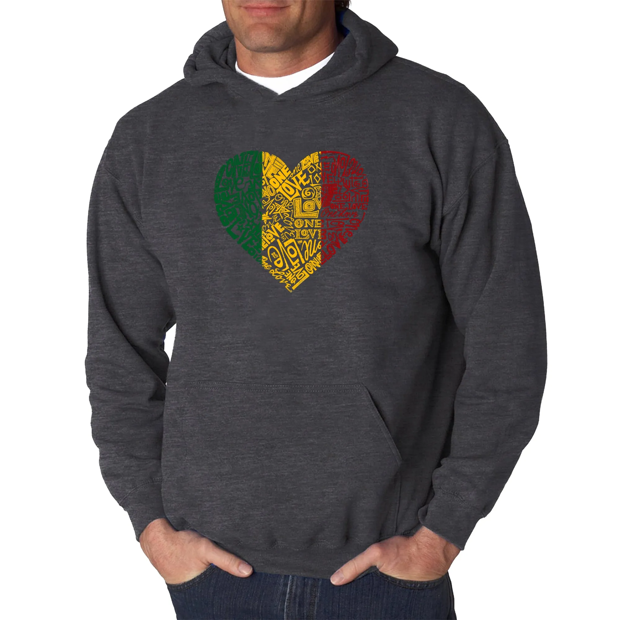 One Love Heart - Men's Word Art Hooded Sweatshirt sold by LA Pop Art product image thumbnail 2