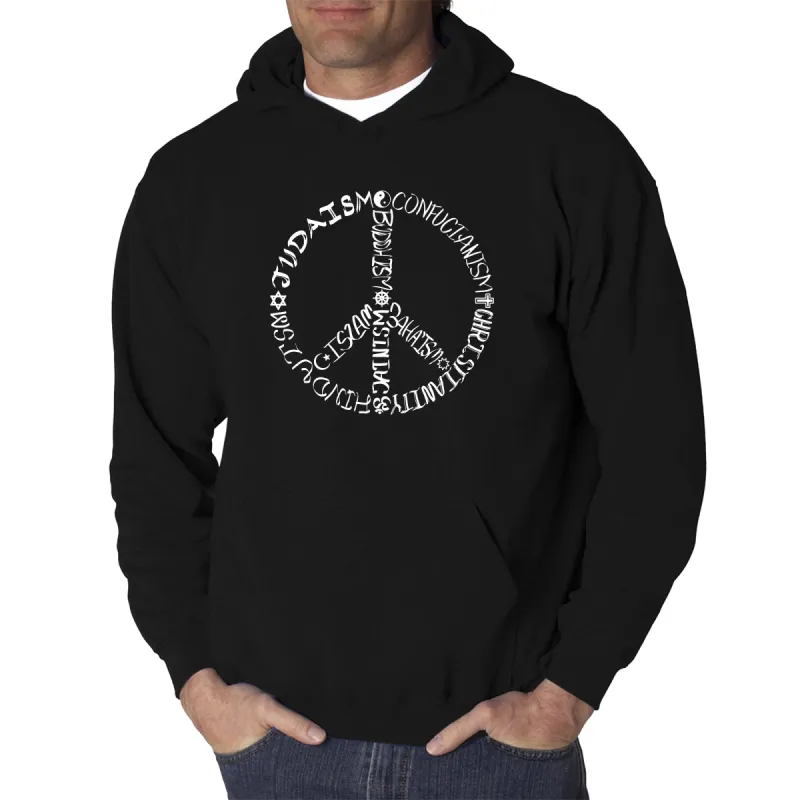 Different Faiths peace sign - Men's Word Art Hooded Sweatshirt sold by LA Pop Art