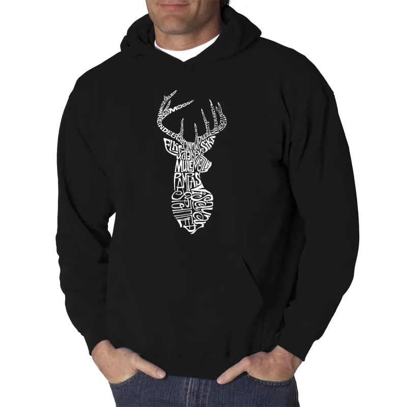 Types of Deer - Men's Word Art Hooded Sweatshirt sold by LA Pop Art