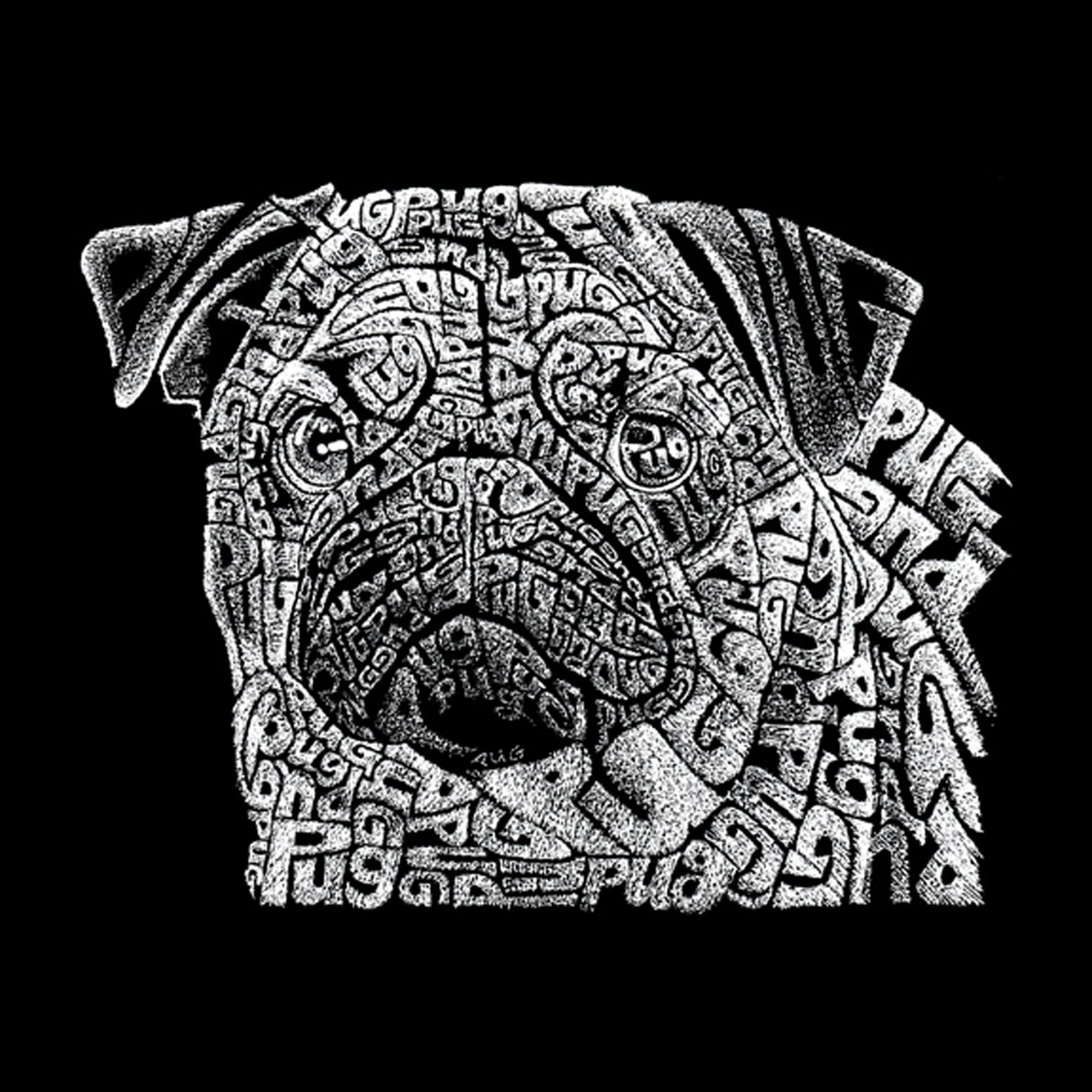 Pug Face - Men's Word Art Hooded Sweatshirt sold by LA Pop Art product image thumbnail 2