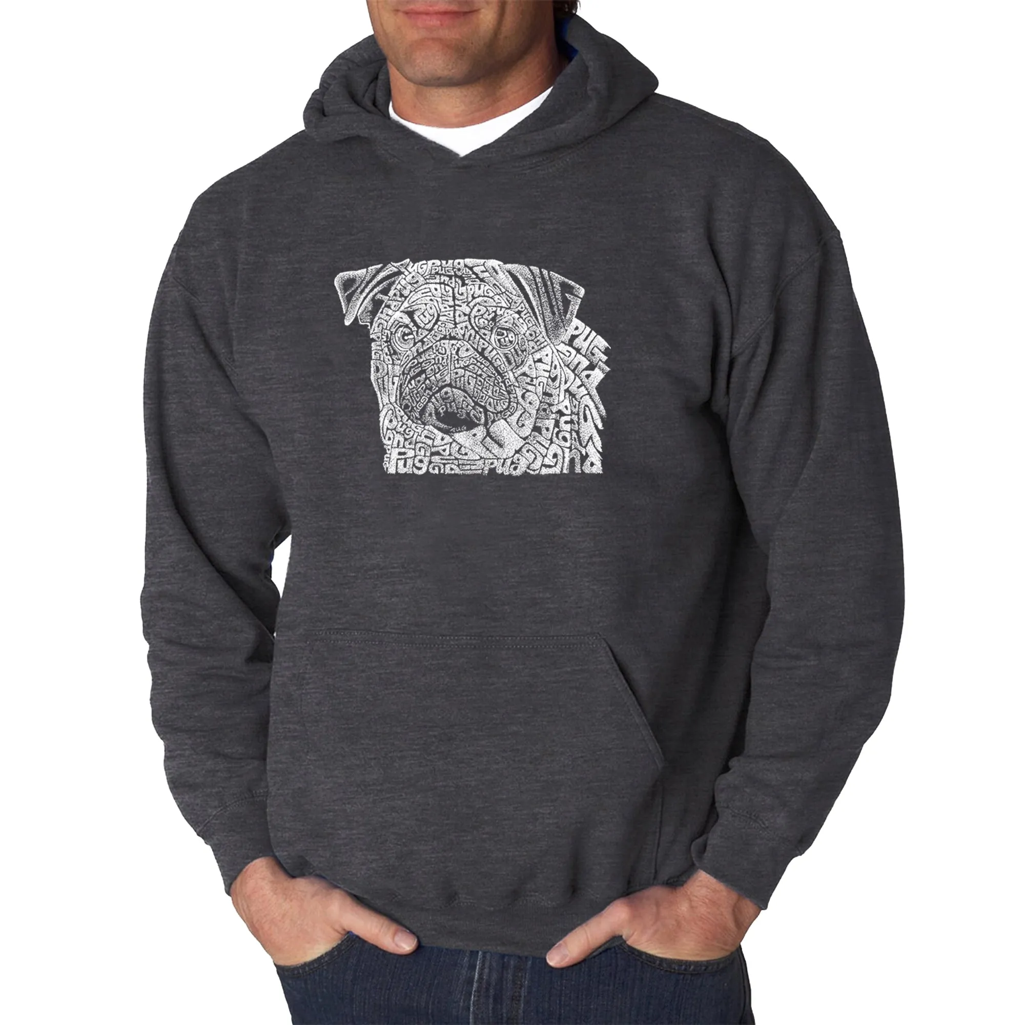 Pug Face - Men's Word Art Hooded Sweatshirt sold by LA Pop Art product image thumbnail 3
