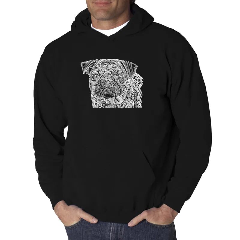 Pug Face - Men's Word Art Hooded Sweatshirt sold by LA Pop Art