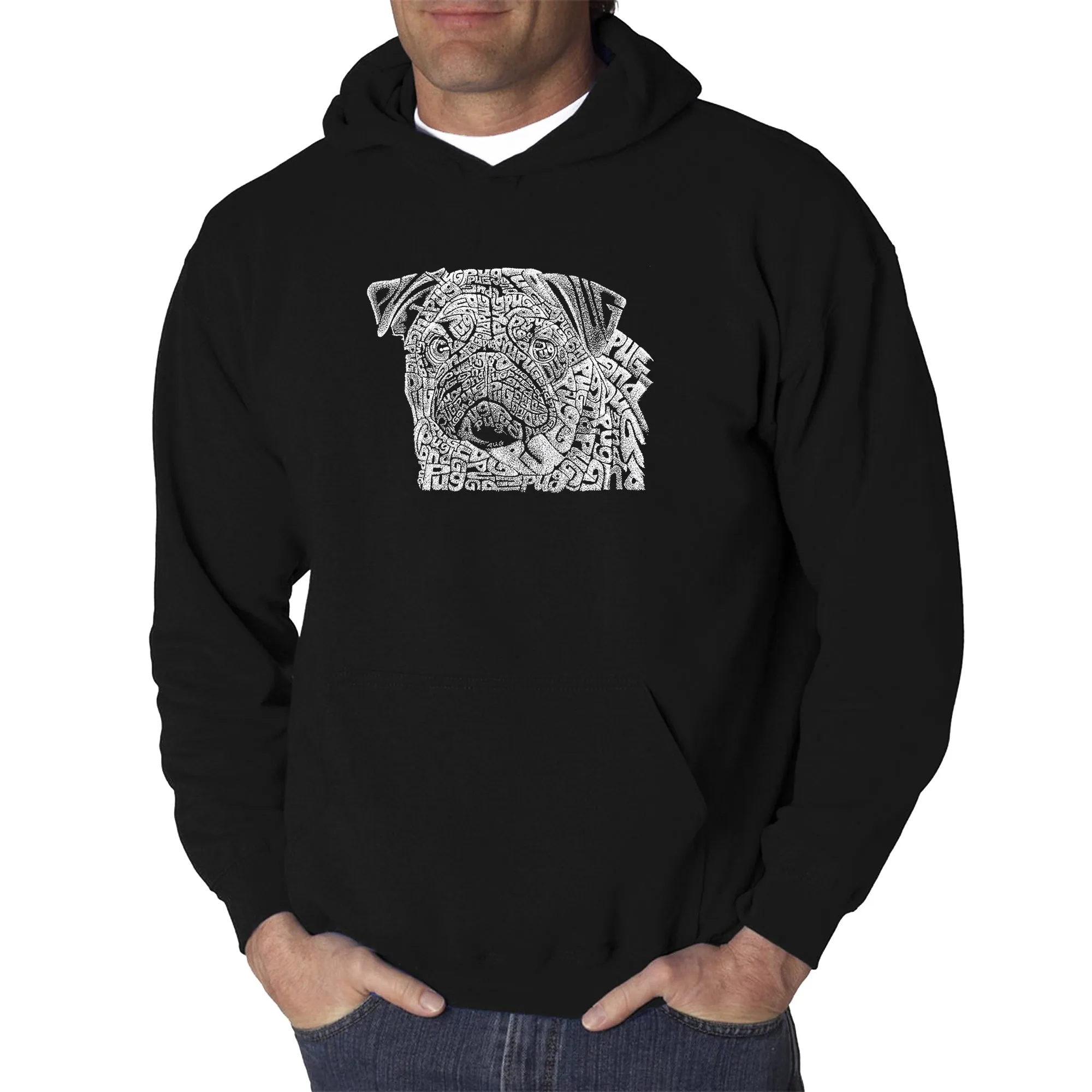 Pug Face - Men's Word Art Hooded Sweatshirt sold by LA Pop Art