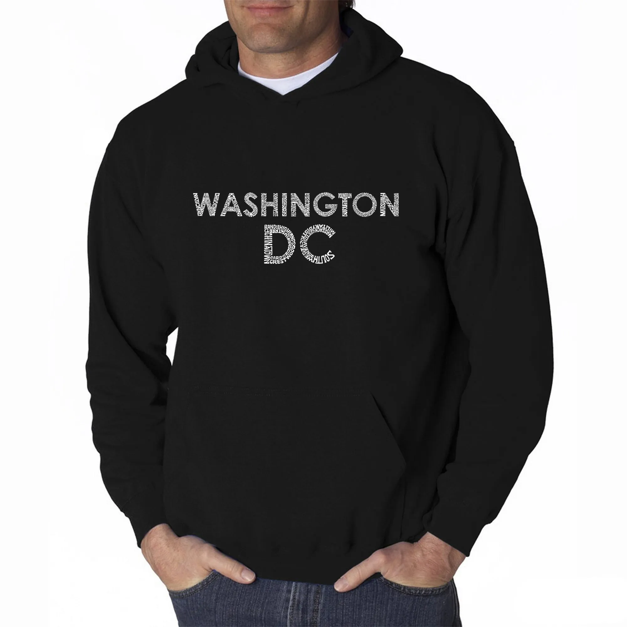 WASHINGTON DC NEIGHBORHOODS - Men's Word Art Hooded Sweatshirt sold by LA Pop Art