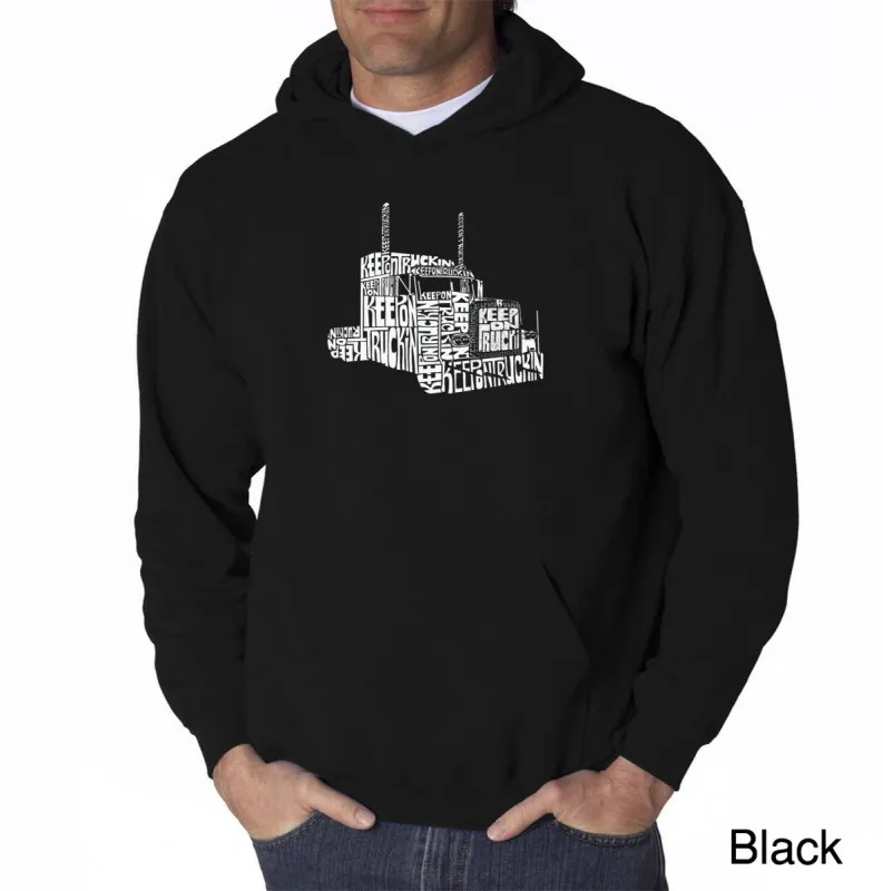 KEEP ON TRUCKIN' - Men's Word Art Hooded Sweatshirt sold by LA Pop Art
