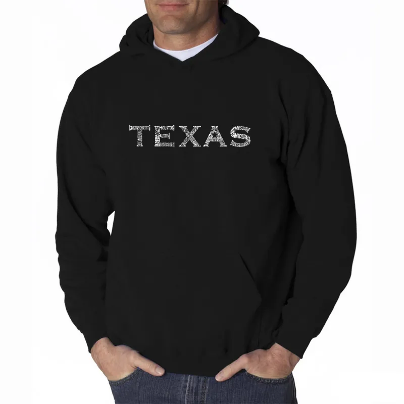 THE GREAT CITIES OF TEXAS - Men's Word Art Hooded Sweatshirt sold by LA Pop Art