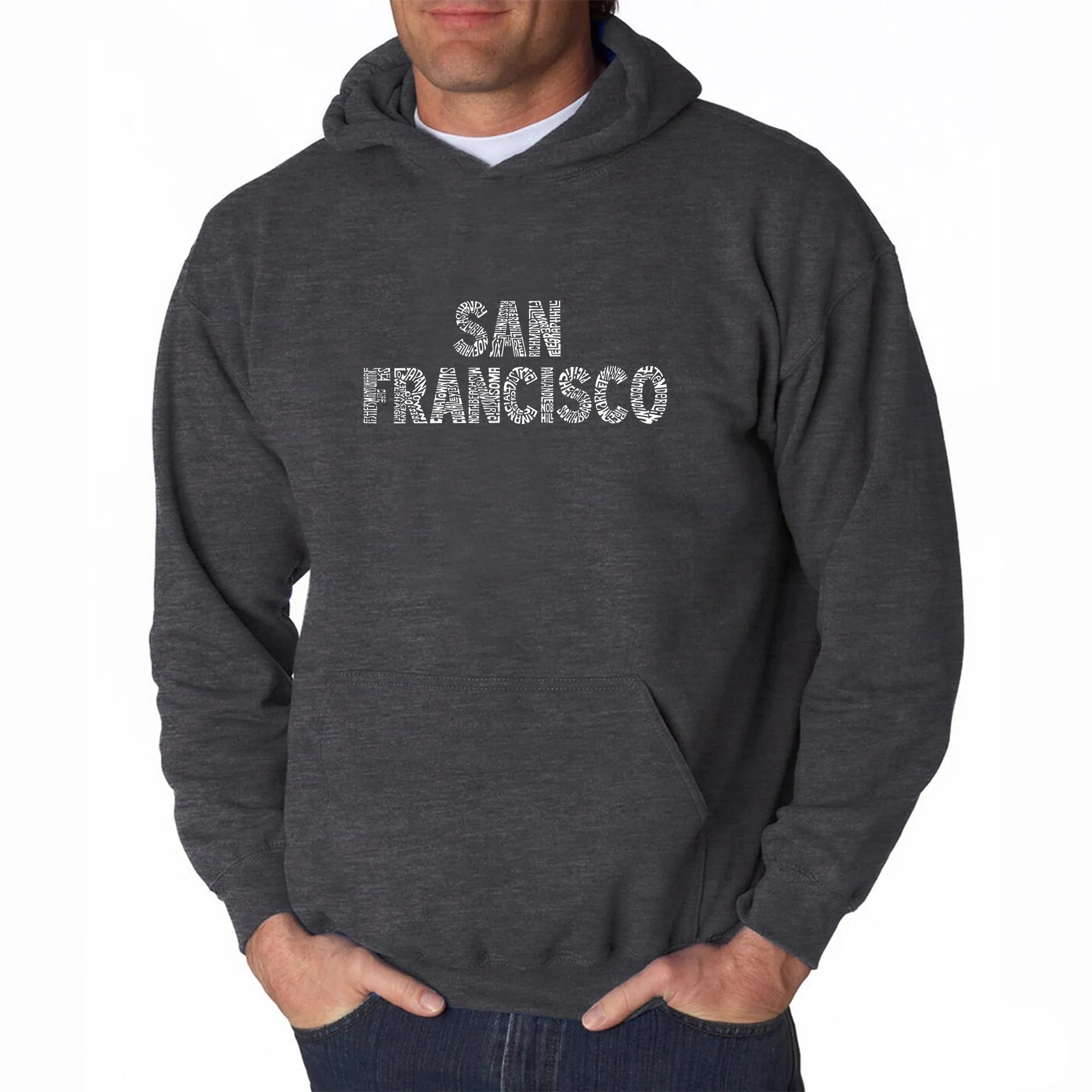 SAN FRANCISCO NEIGHBORHOODS - Men's Word Art Hooded Sweatshirt sold by LA Pop Art product image thumbnail 3
