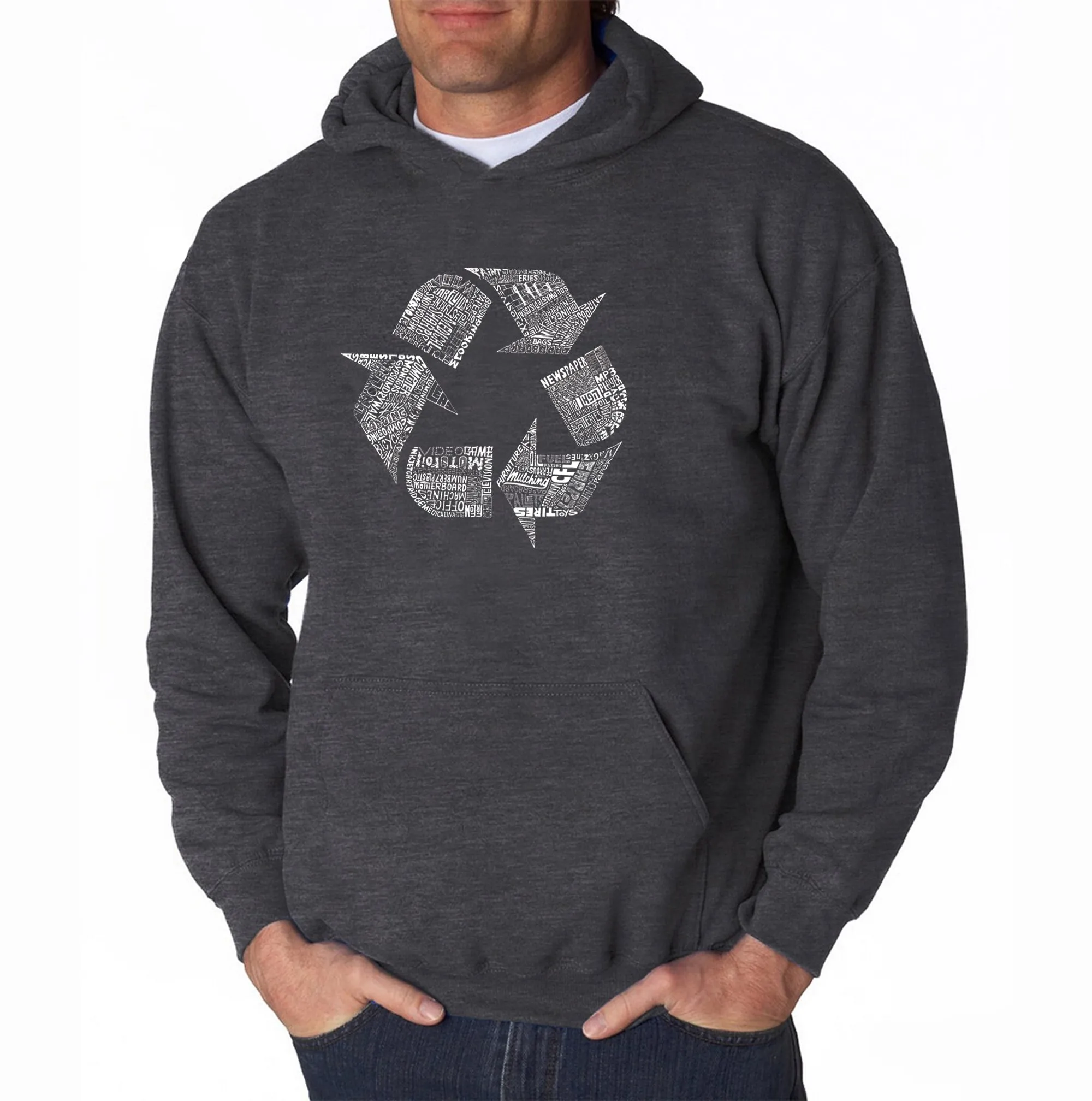 86 RECYCLABLE PRODUCTS - Men's Word Art Hooded Sweatshirt sold by LA Pop Art product image thumbnail 3