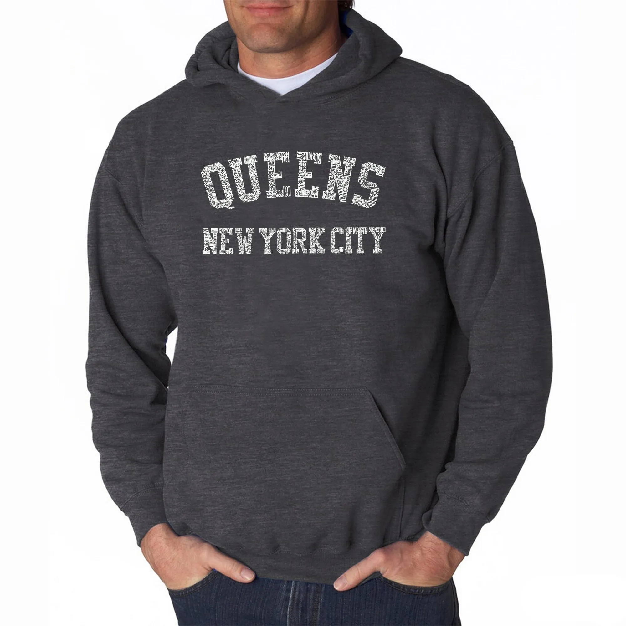 POPULAR NEIGHBORHOODS IN QUEENS, NY - Men's Word Art Hooded Sweatshirt sold by LA Pop Art product image thumbnail 3