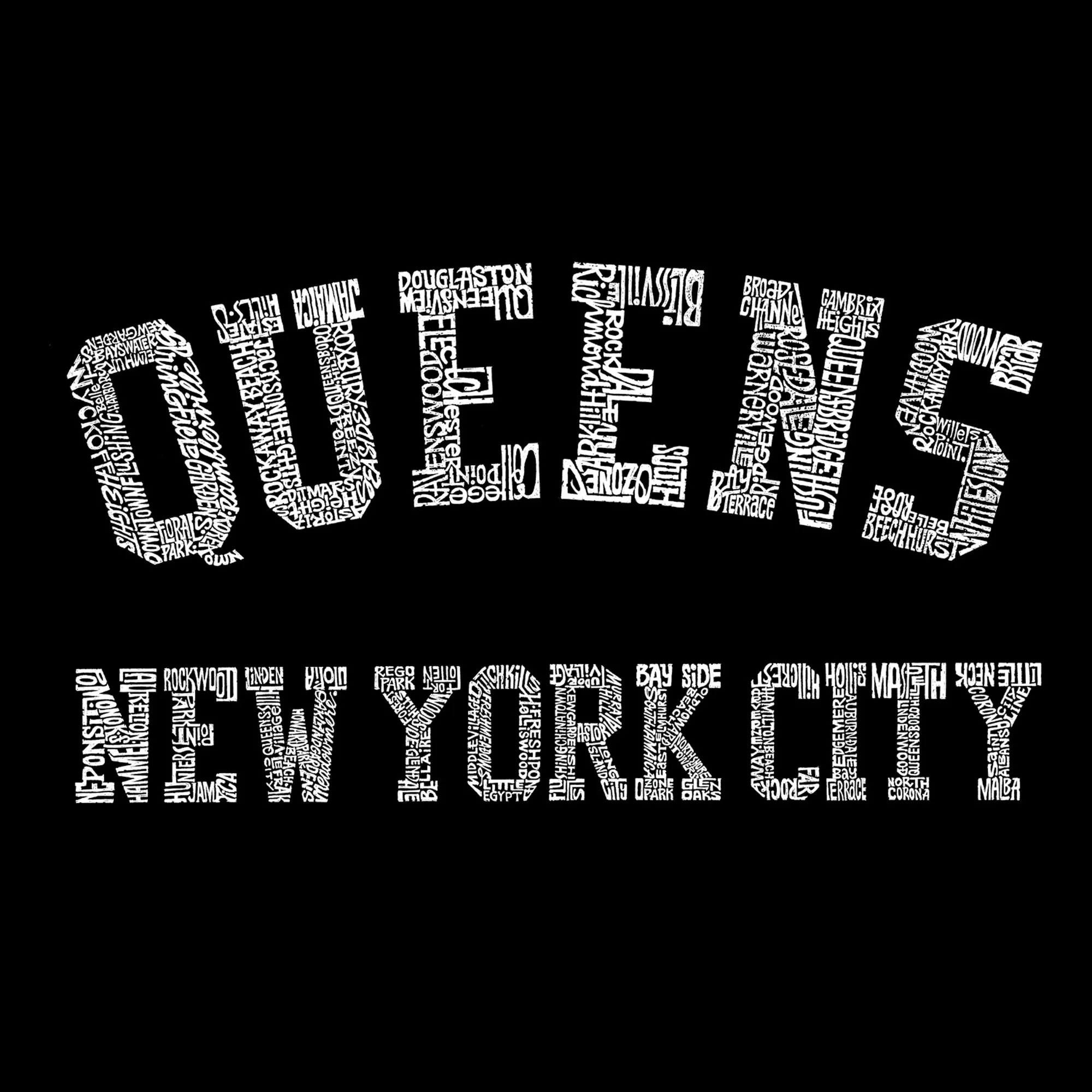 POPULAR NEIGHBORHOODS IN QUEENS, NY - Men's Word Art Hooded Sweatshirt sold by LA Pop Art product image thumbnail 2