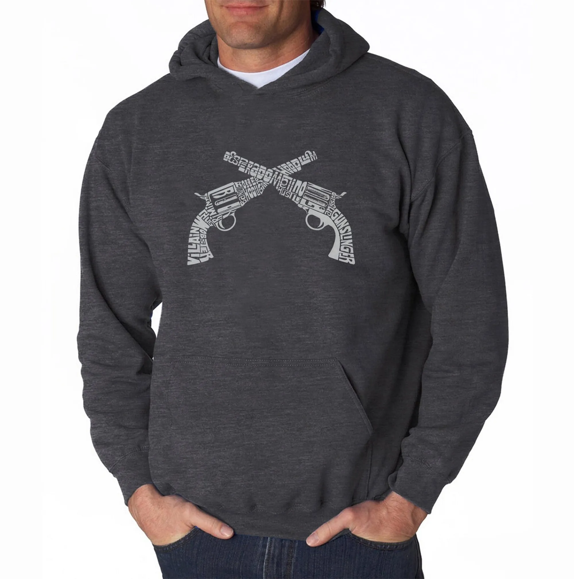 CROSSED PISTOLS - Men's Word Art Hooded Sweatshirt sold by LA Pop Art product image thumbnail 3