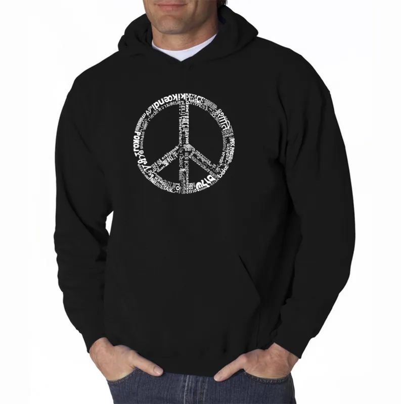 THE WORD PEACE IN 77 LANGUAGES - Men's Word Art Hooded Sweatshirt sold by LA Pop Art