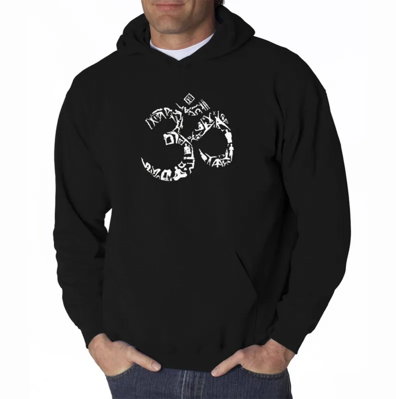 THE OM SYMBOL OUT OF YOGA POSES - Men's Word Art Hooded Sweatshirt sold by LA Pop Art