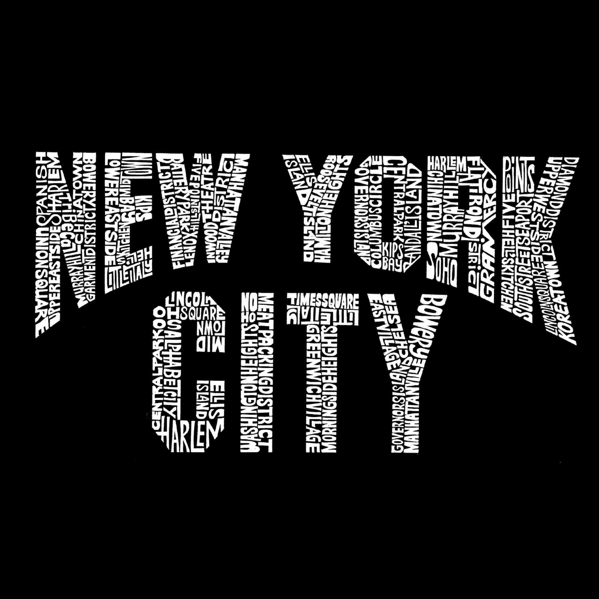 NYC NEIGHBORHOODS - Men's Word Art Hooded Sweatshirt sold by LA Pop Art product image thumbnail 2