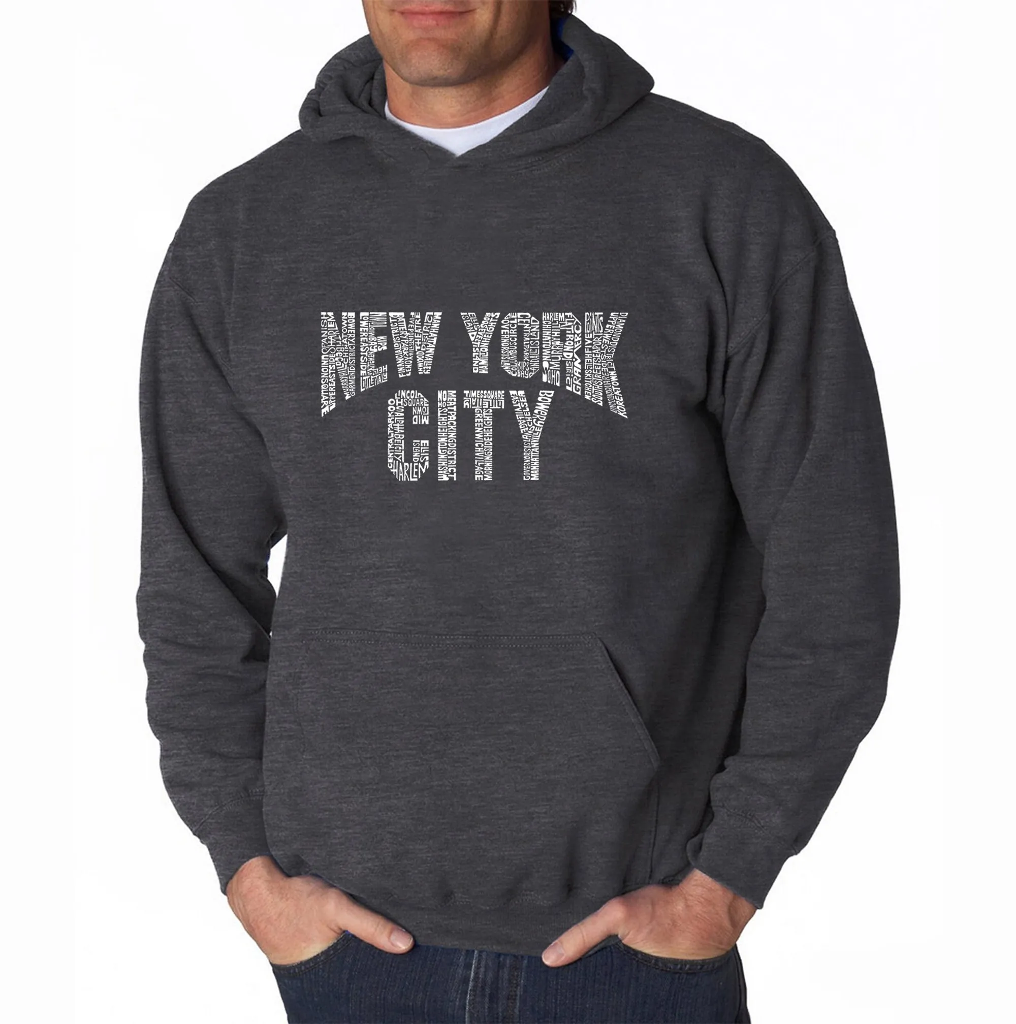 NYC NEIGHBORHOODS - Men's Word Art Hooded Sweatshirt sold by LA Pop Art product image thumbnail 3