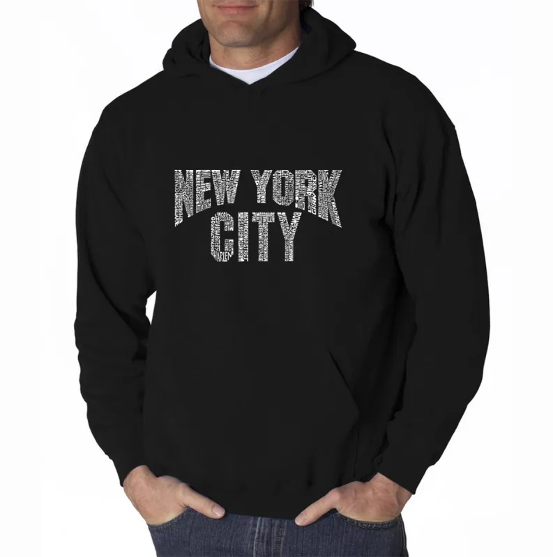 NYC NEIGHBORHOODS - Men's Word Art Hooded Sweatshirt sold by LA Pop Art