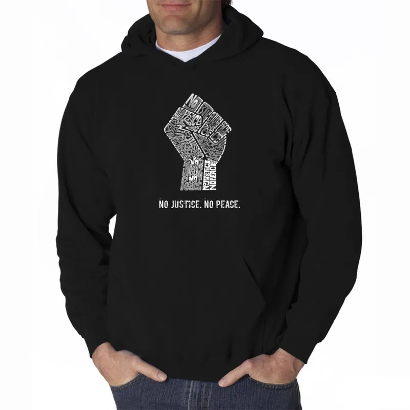 No Justice, No Peace - Men's Word Art Hooded Sweatshirt sold by LA Pop Art