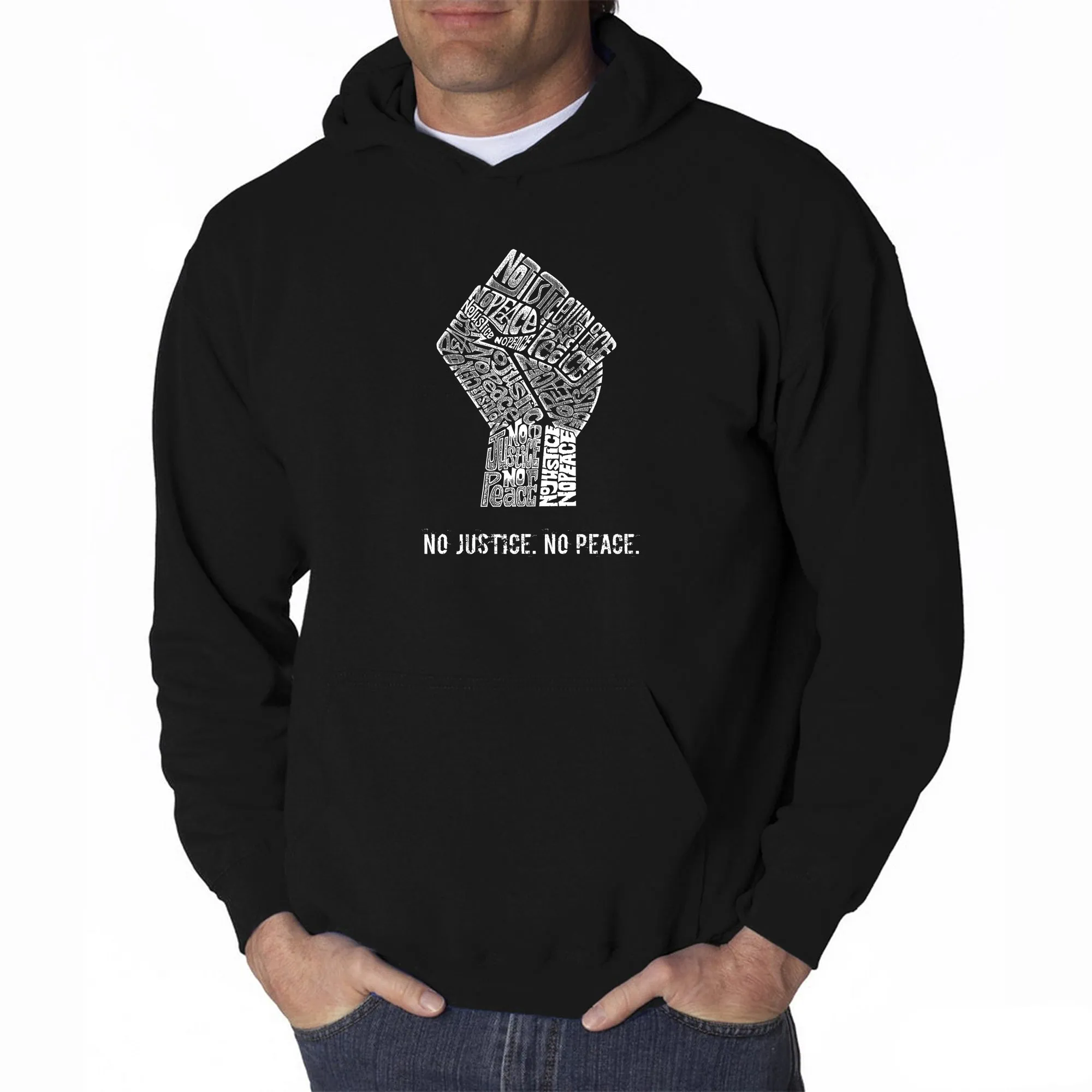 No Justice, No Peace - Men's Word Art Hooded Sweatshirt sold by LA Pop Art