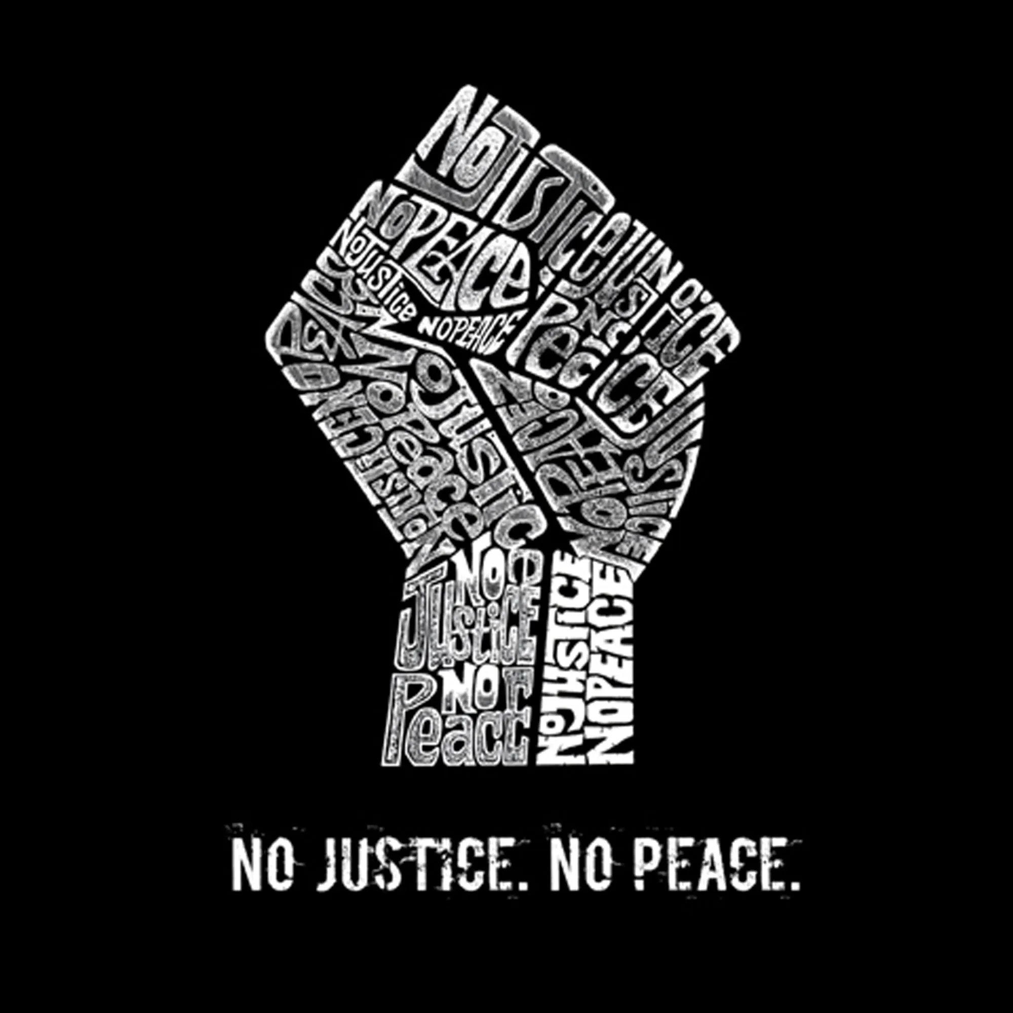 No Justice, No Peace - Men's Word Art Hooded Sweatshirt sold by LA Pop Art product image thumbnail 2