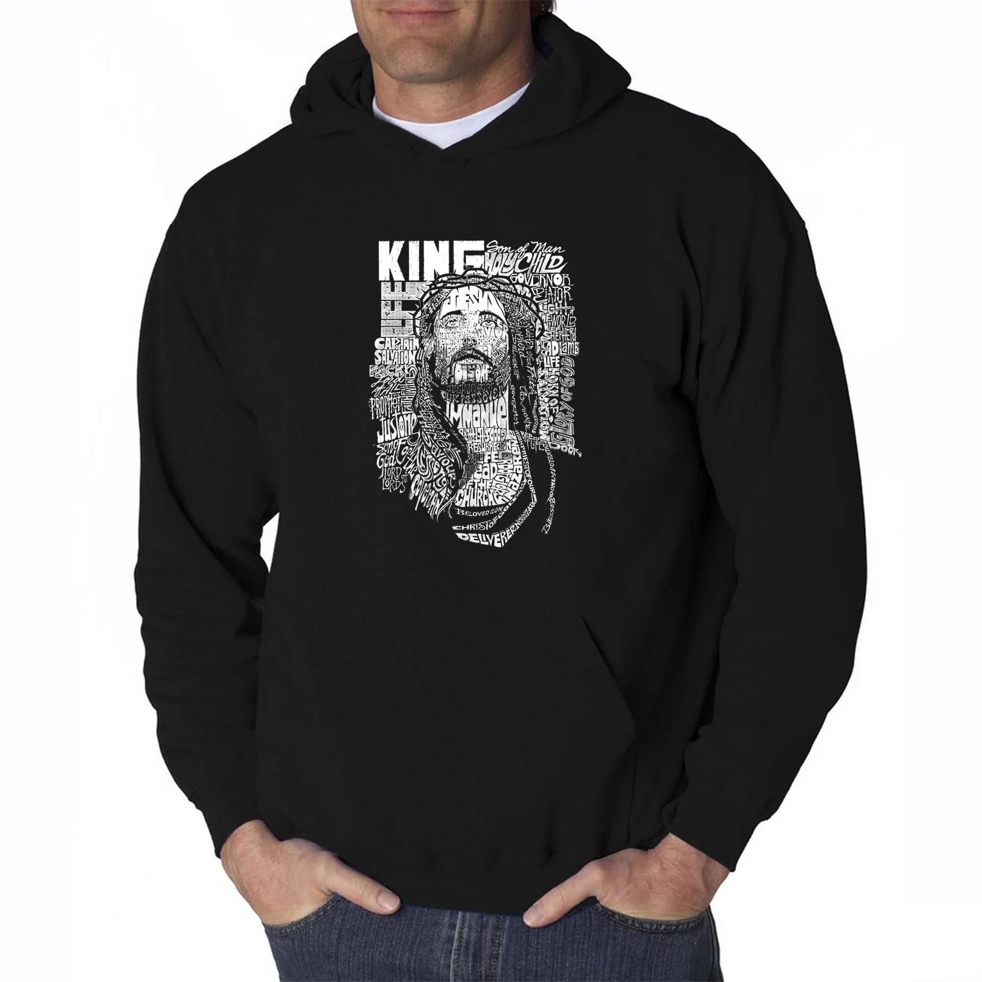 JESUS - Men's Word Art Hooded Sweatshirt sold by LA Pop Art