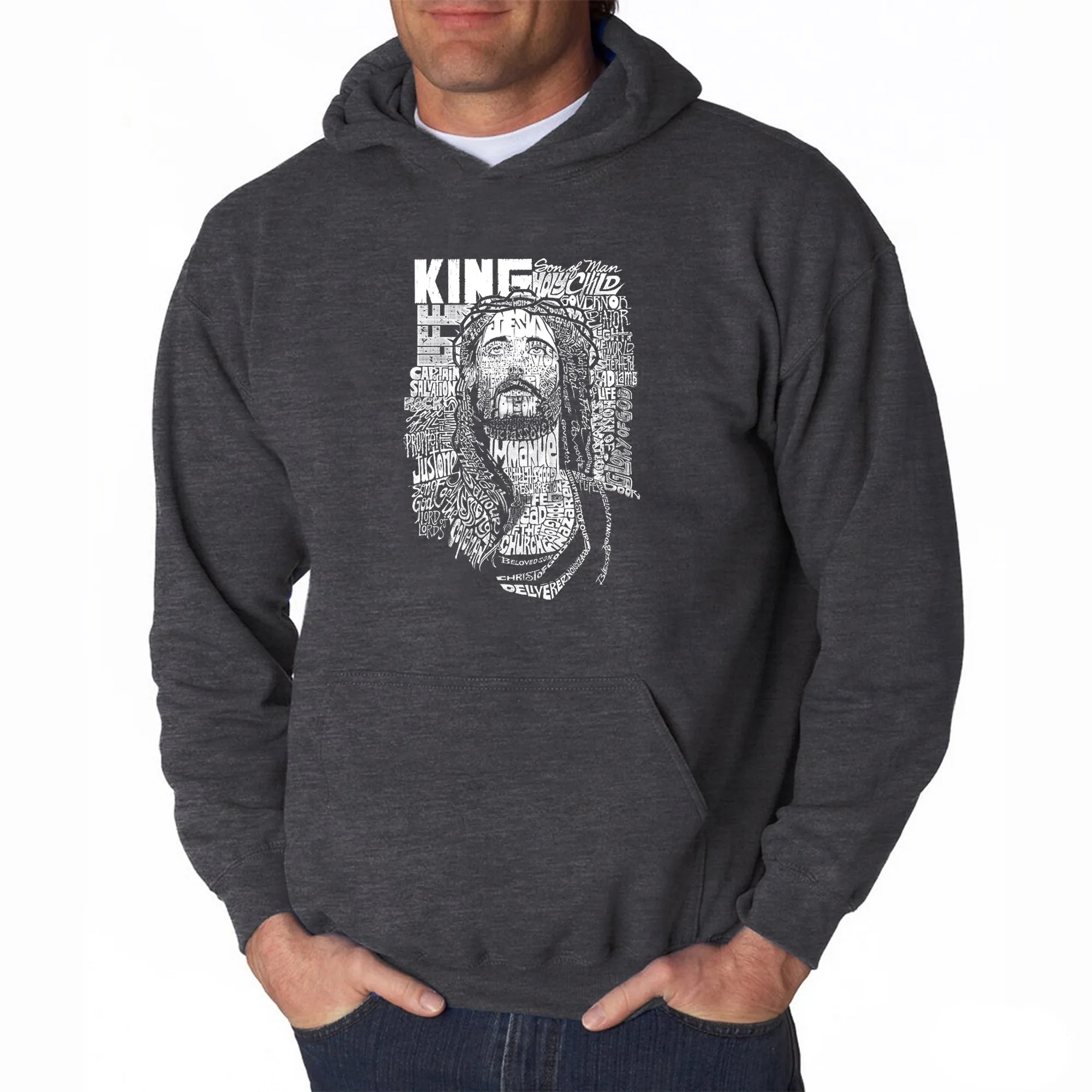 JESUS - Men's Word Art Hooded Sweatshirt sold by LA Pop Art product image thumbnail 3