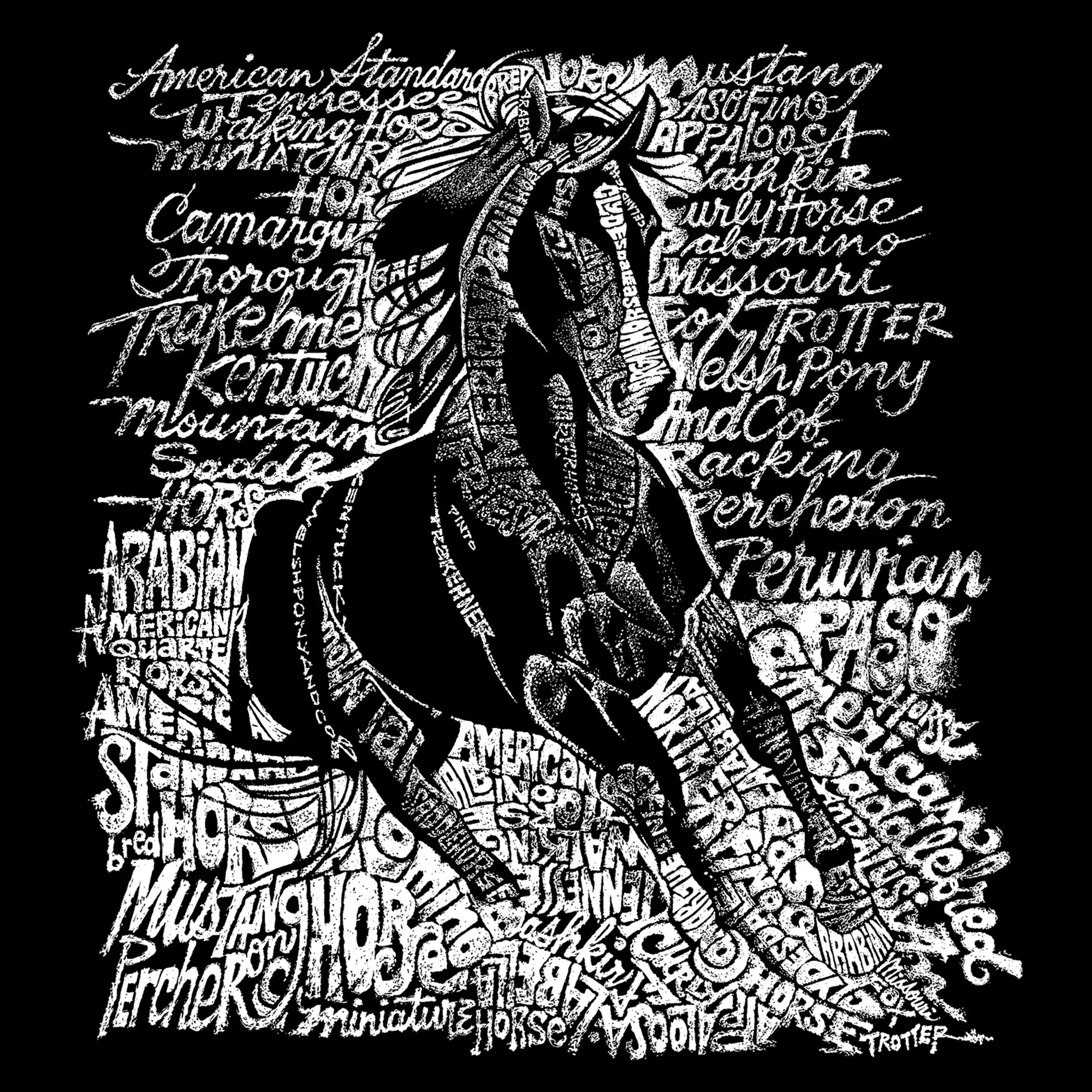 POPULAR HORSE BREEDS - Men's Word Art Hooded Sweatshirt sold by LA Pop Art product image thumbnail 2
