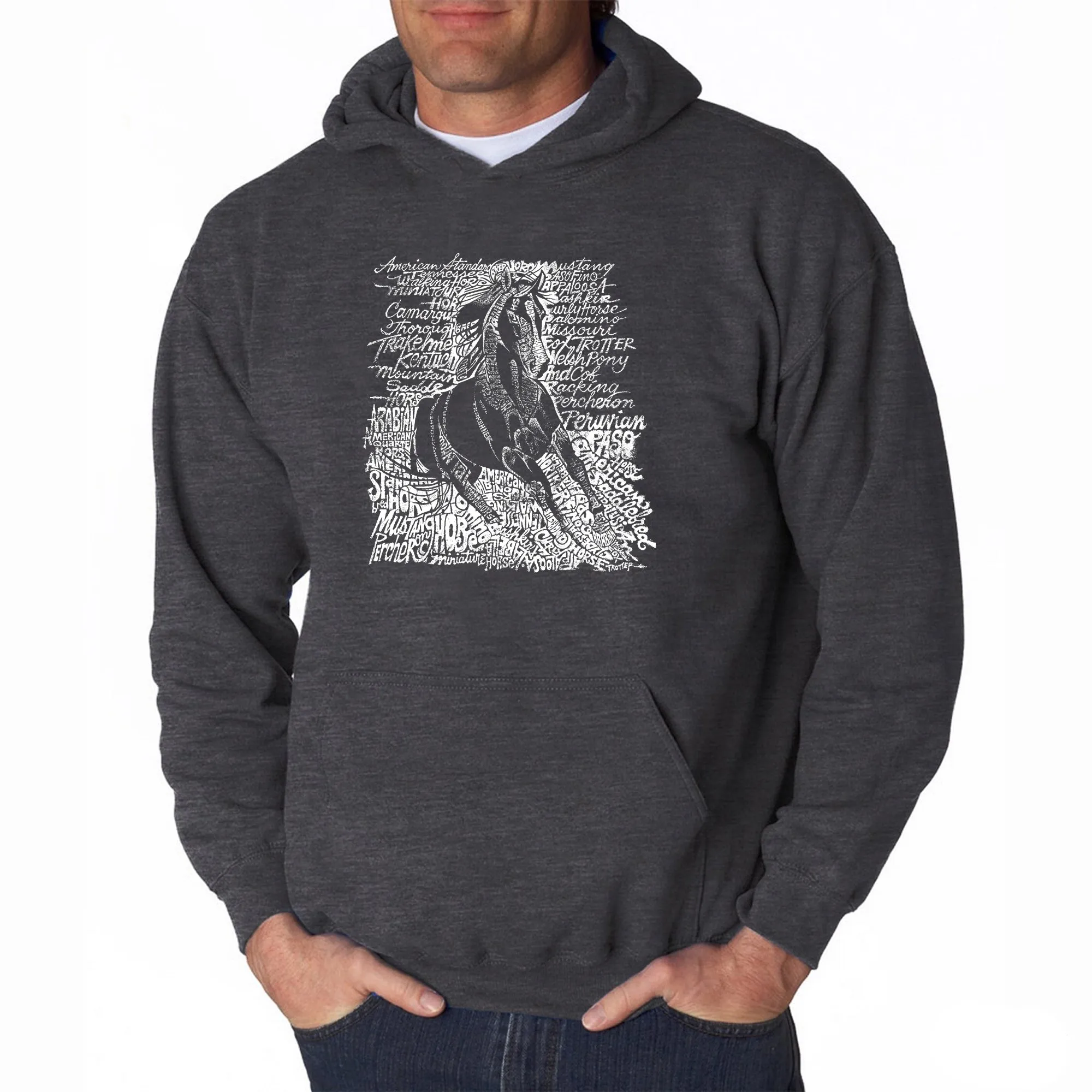 POPULAR HORSE BREEDS - Men's Word Art Hooded Sweatshirt sold by LA Pop Art product image thumbnail 3