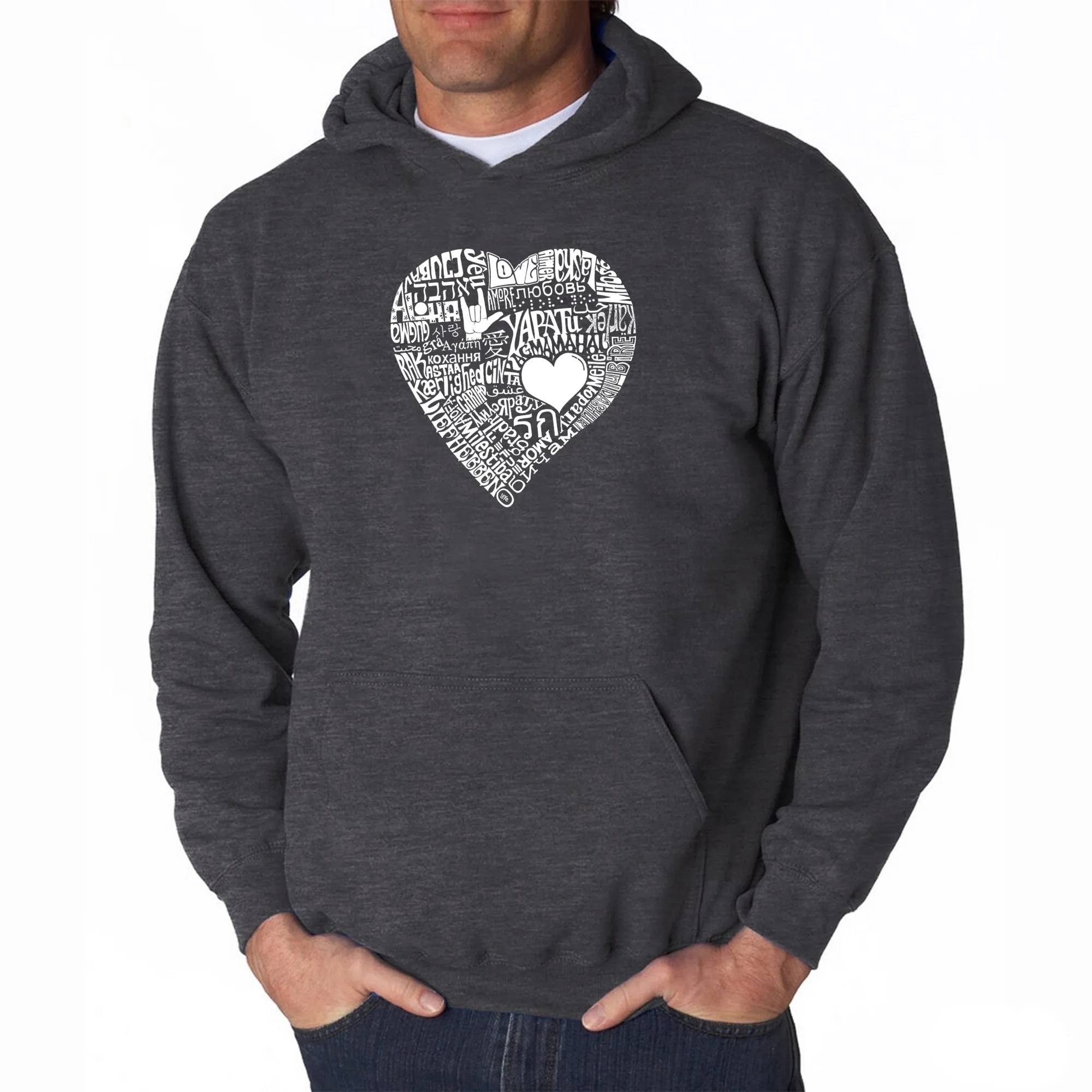 LOVE IN 44 DIFFERENT LANGUAGES - Men's Word Art Hooded Sweatshirt sold by LA Pop Art product image thumbnail 3