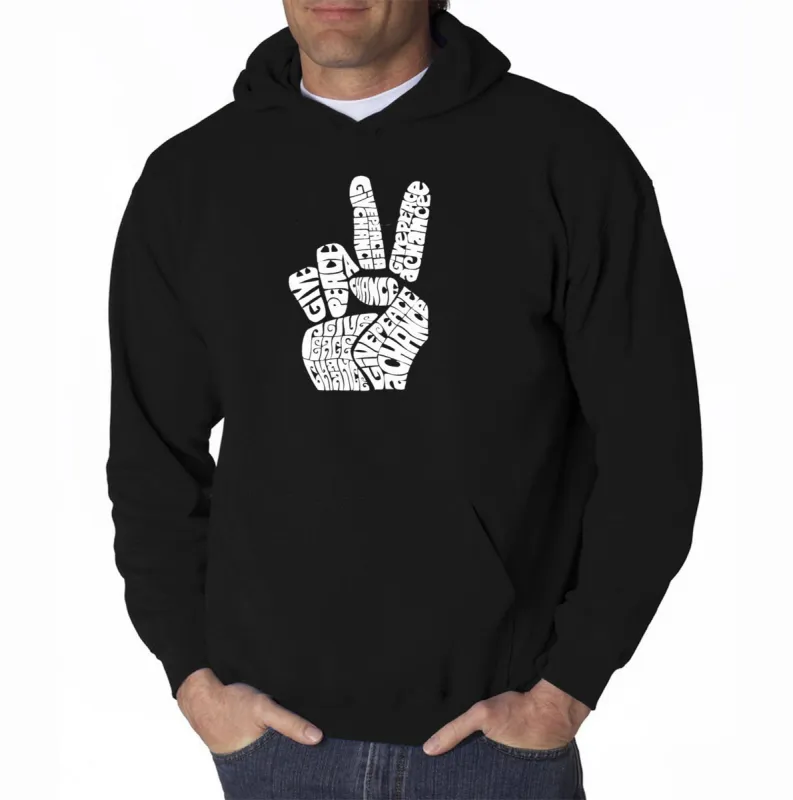 PEACE FINGERS - Men's Word Art Hooded Sweatshirt sold by LA Pop Art