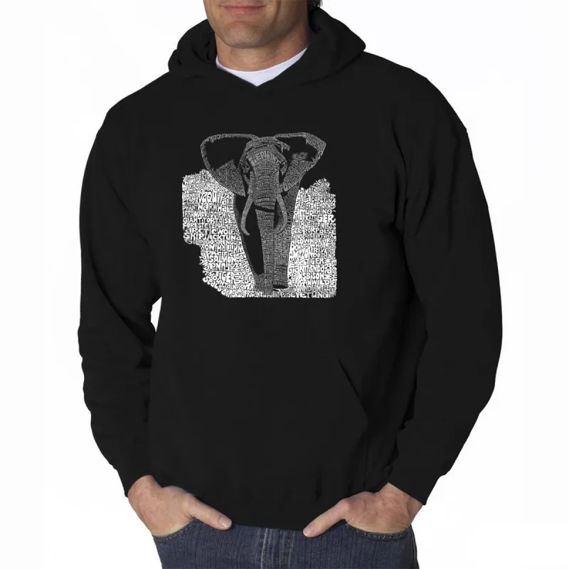 ELEPHANT - Men's Word Art Hooded Sweatshirt made by LA Pop Art