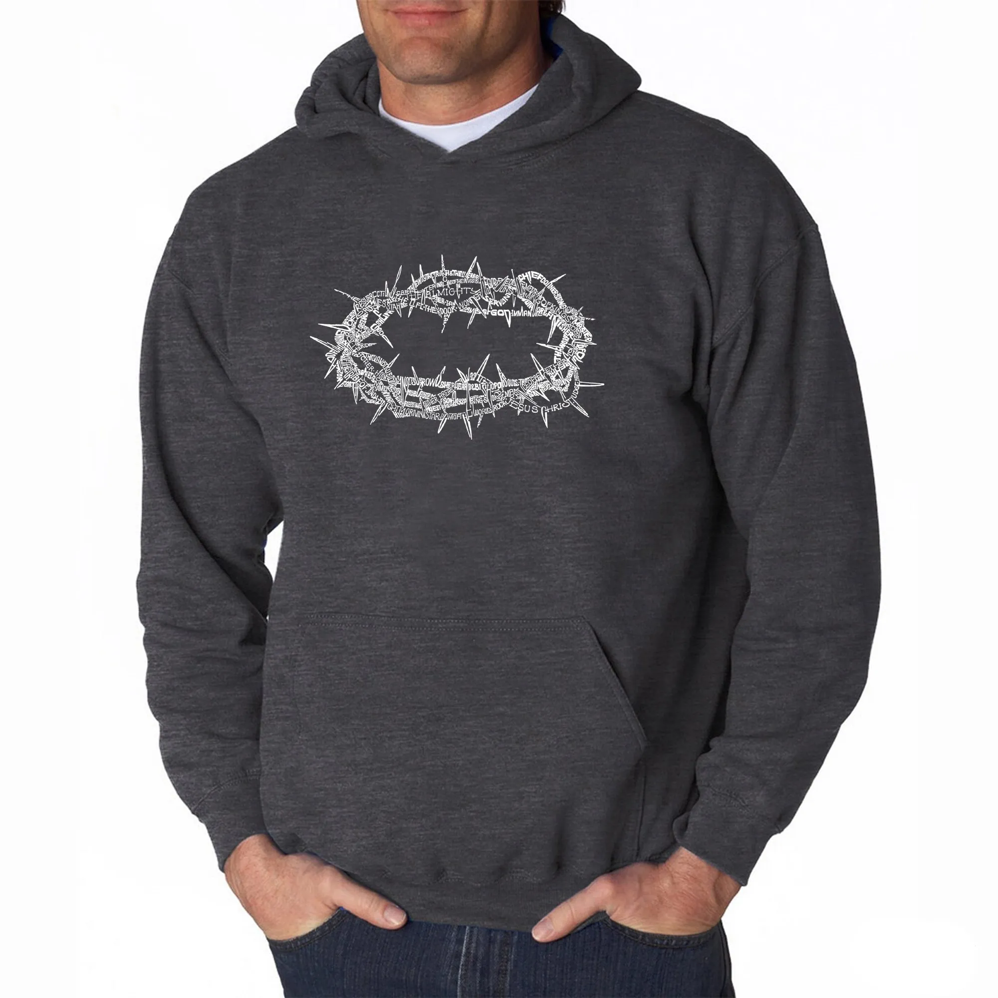 CROWN OF THORNS - Men's Word Art Hooded Sweatshirt sold by LA Pop Art product image thumbnail 3