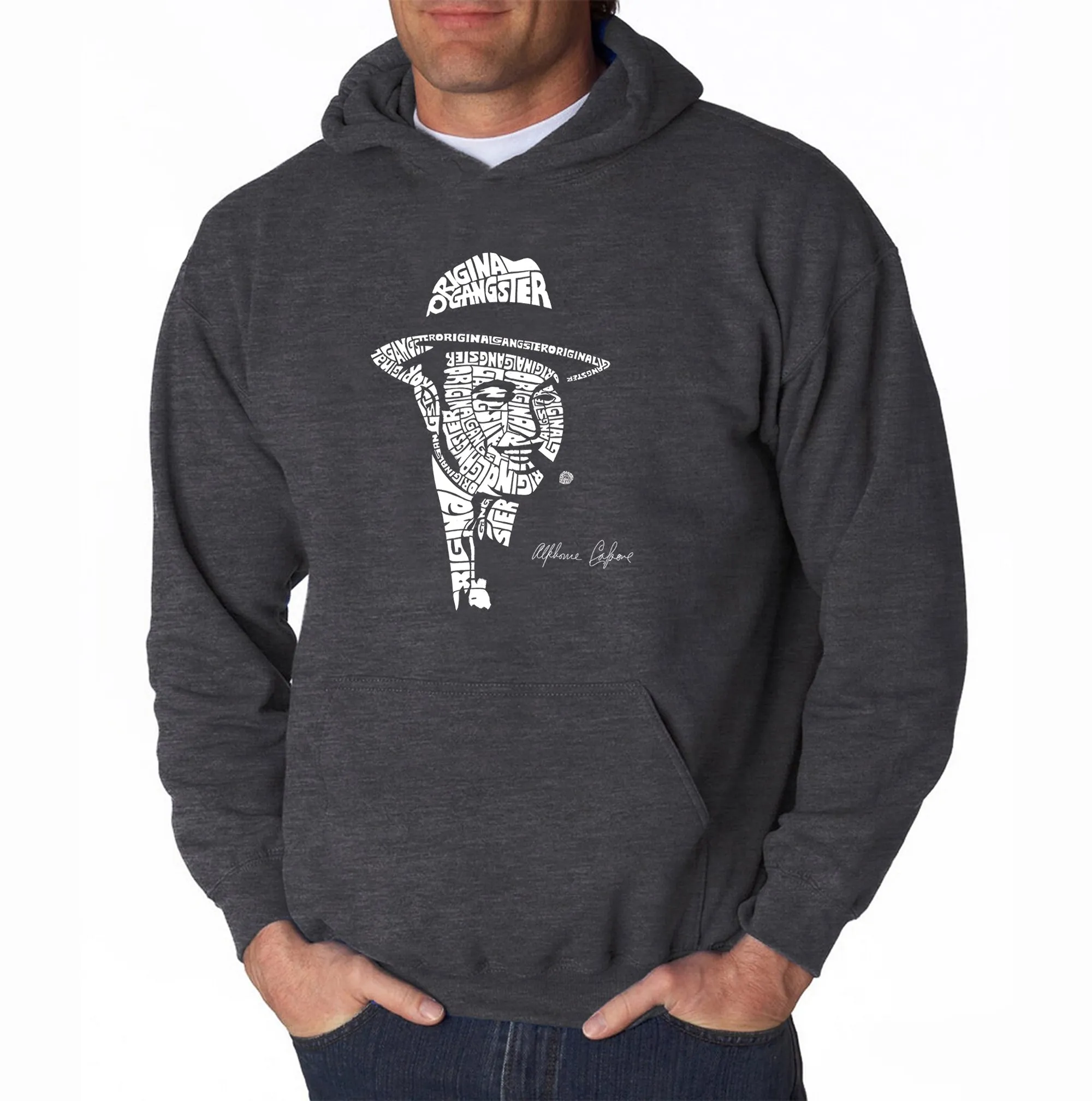 AL CAPONE ORIGINAL GANGSTER - Men's Word Art Hooded Sweatshirt sold by LA Pop Art product image thumbnail 3