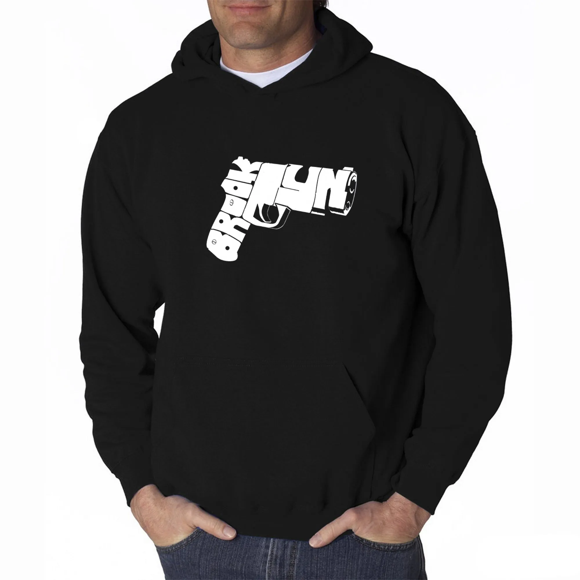 BROOKLYN GUN - Men's Word Art Hooded Sweatshirt sold by LA Pop Art